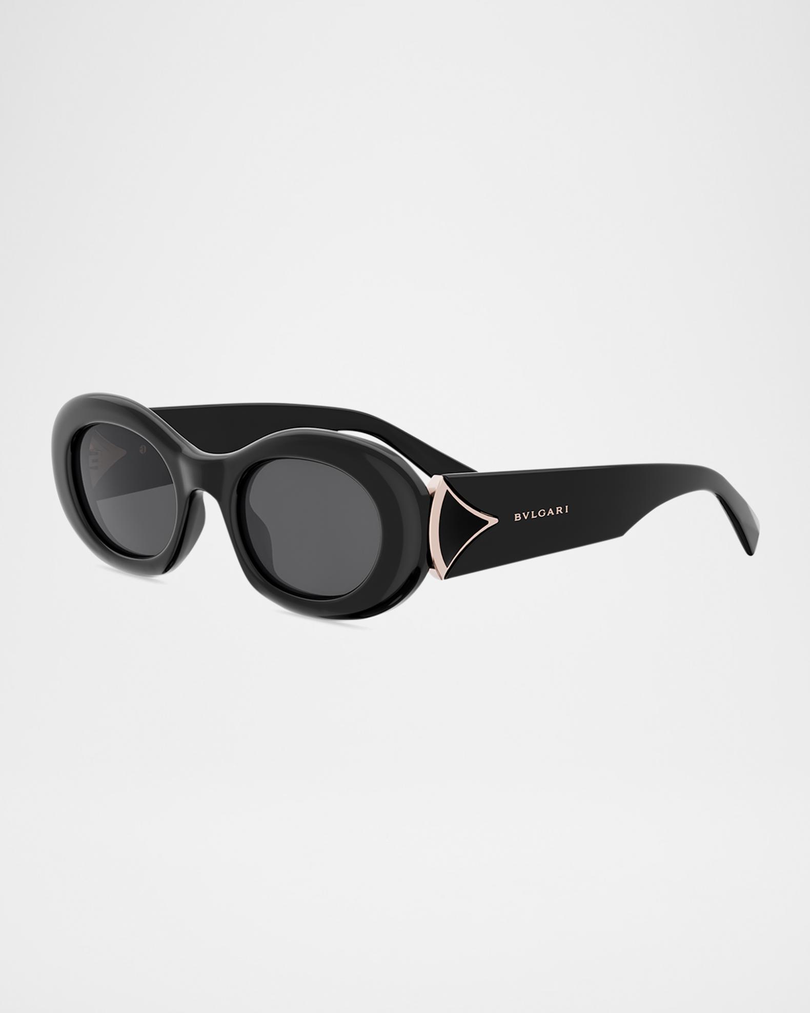Bvlgari Classic Black Oval Sunglasses with Ivory Arms 8064 Made In Italy BVLGARI Serpenti Forever 52mm Oval Sunglasses | Neiman Marcus main image 3