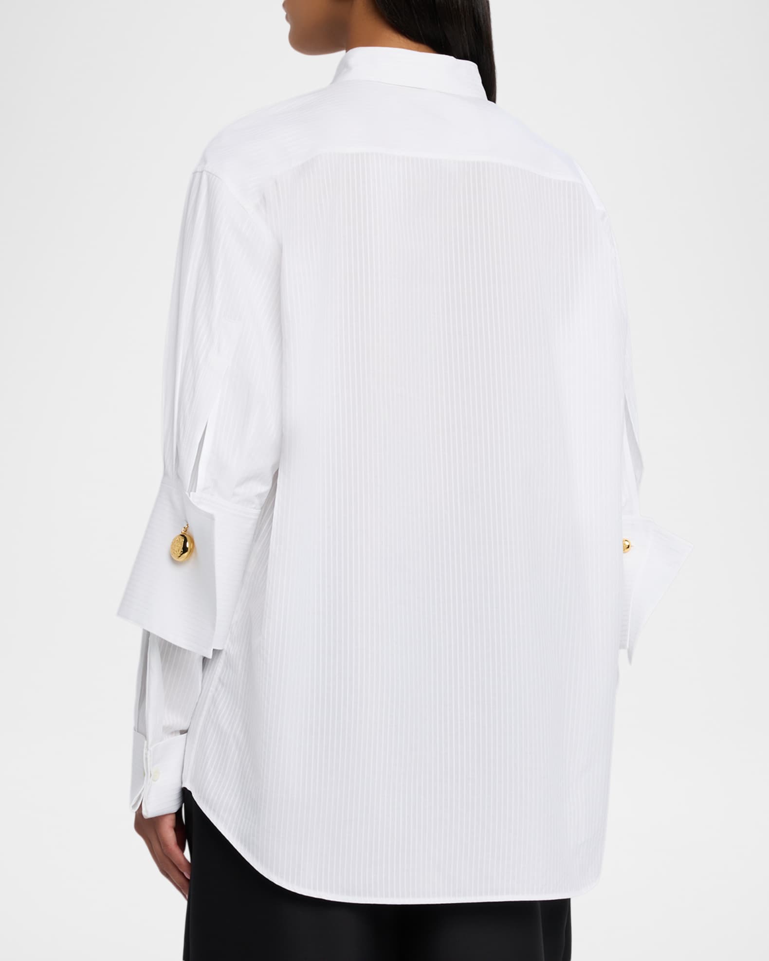 Loewe Striped Double-Sleeve Poplin Button-Down Shirt | Neiman Marcus