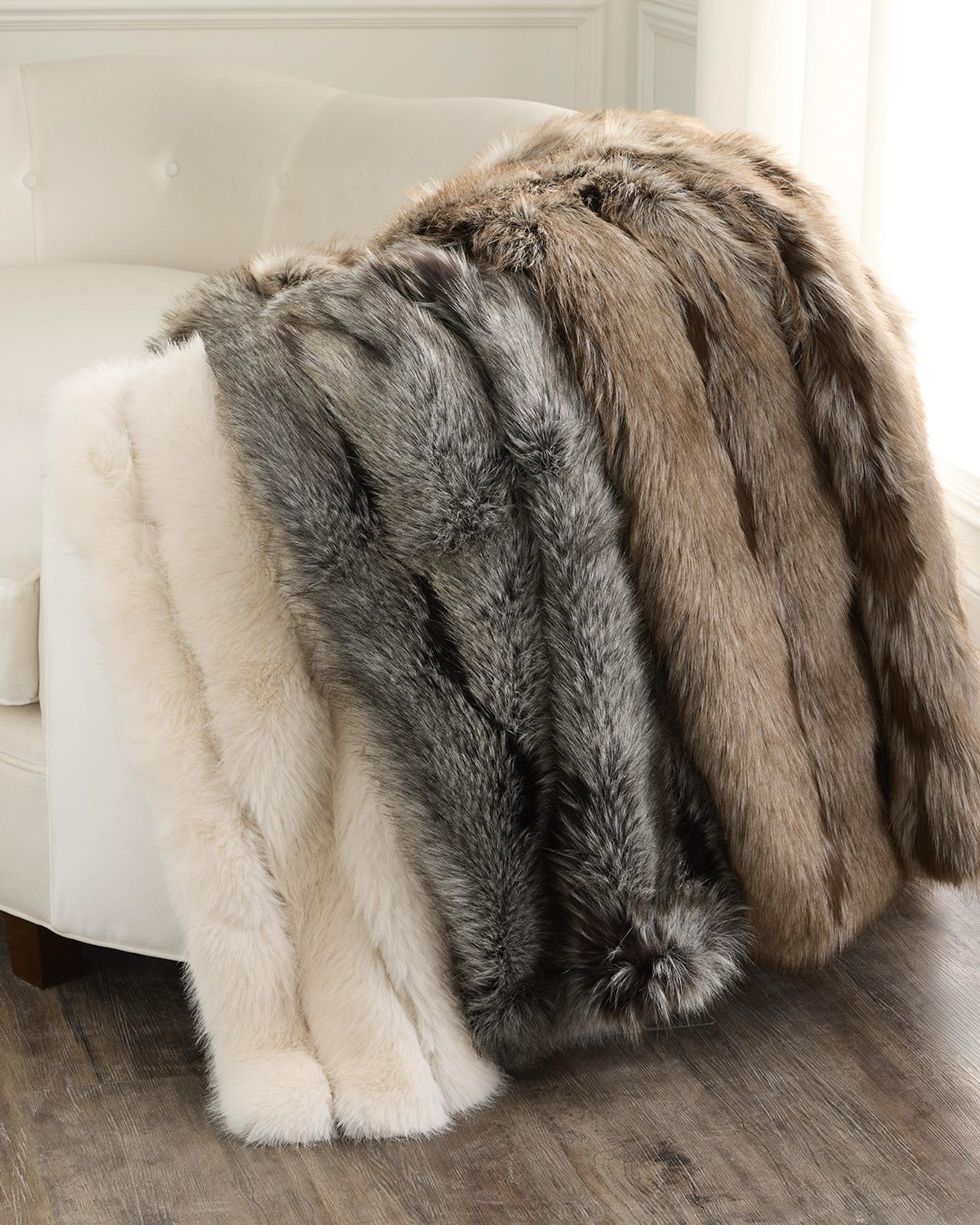 Lyla Grant Faux Fox Throw, 60