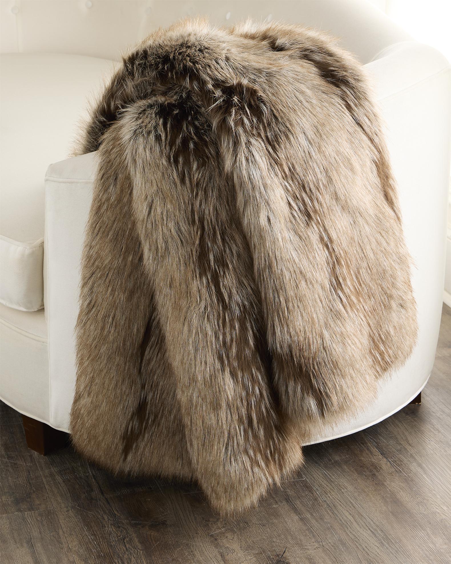 Lyla Grant Faux Fox Throw, 60