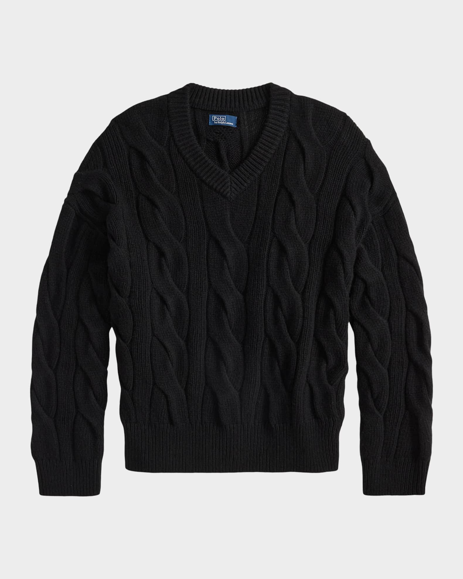 Polo Ralph Lauren Cable-Knit Wool-Cashmere V-Neck Sweater | Neiman