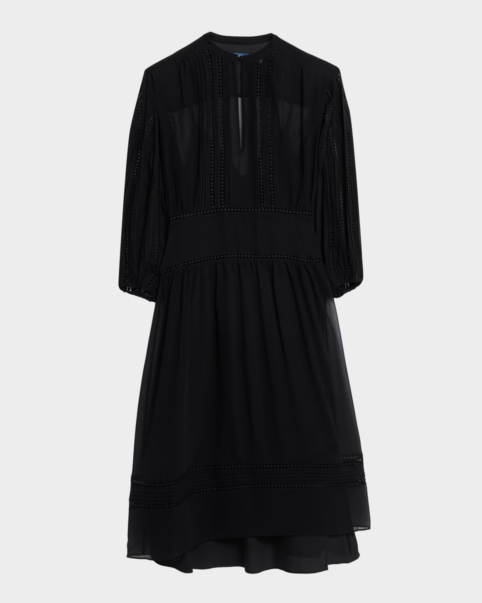 Polo Ralph Lauren Lace-Trim Georgette Dress | Neiman Marcus