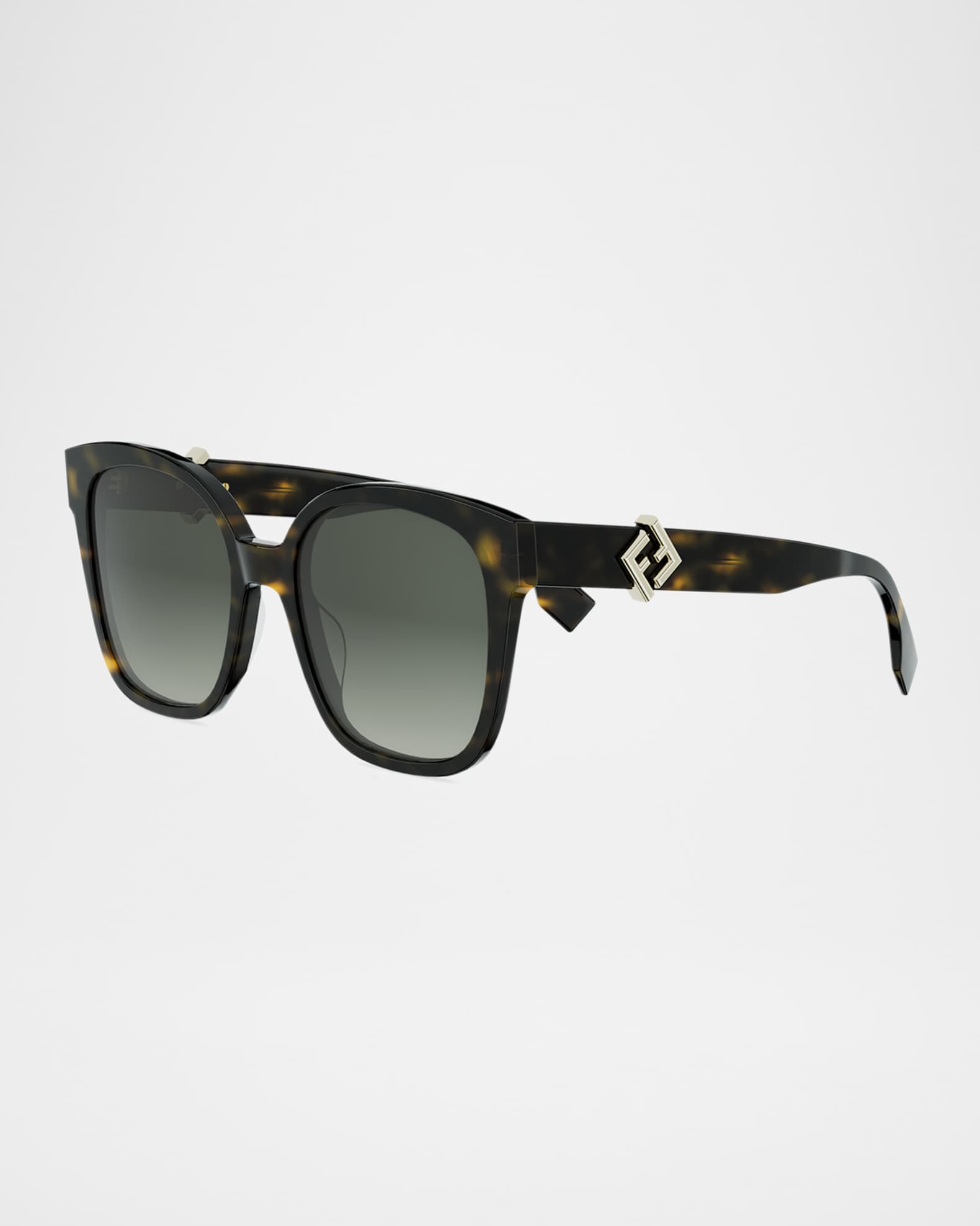 Fendi FF Diamonds Square Havana Acetate Sunglasses | Neiman Marcus