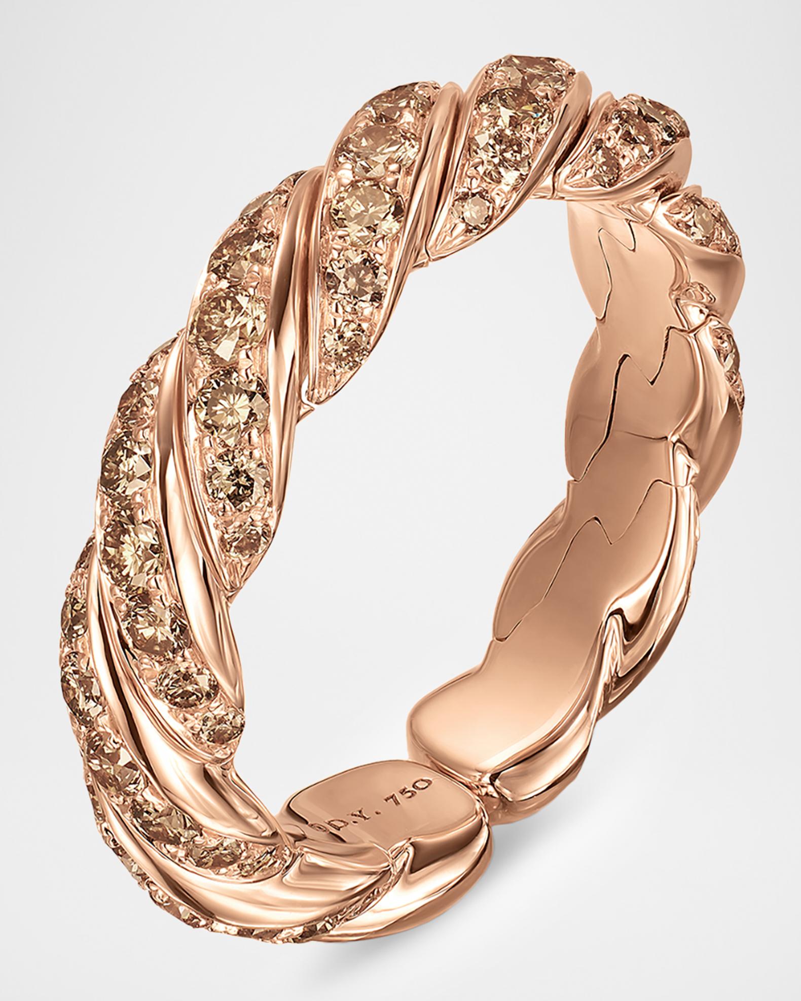 Sculpted Cable Flex Band Ring with Diamonds in 18K Gold | Neiman Marcus