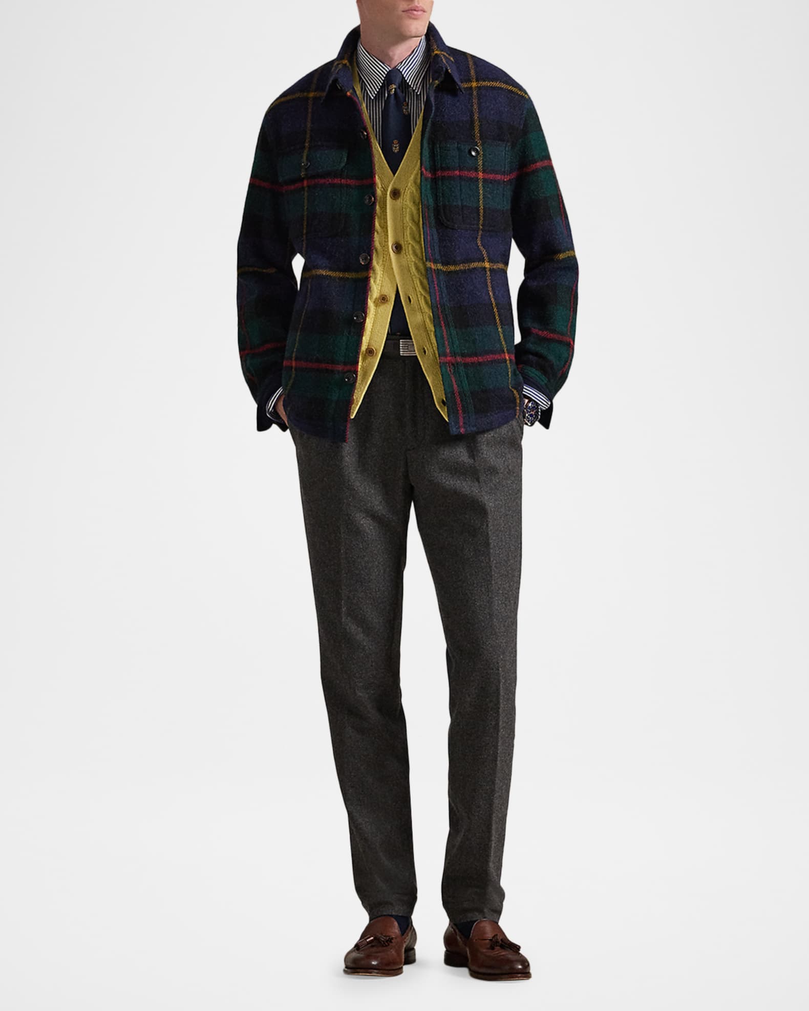 Polo Ralph Lauren Men's Plaid Wool Tweed Shirt Jacket | Neiman Marcus