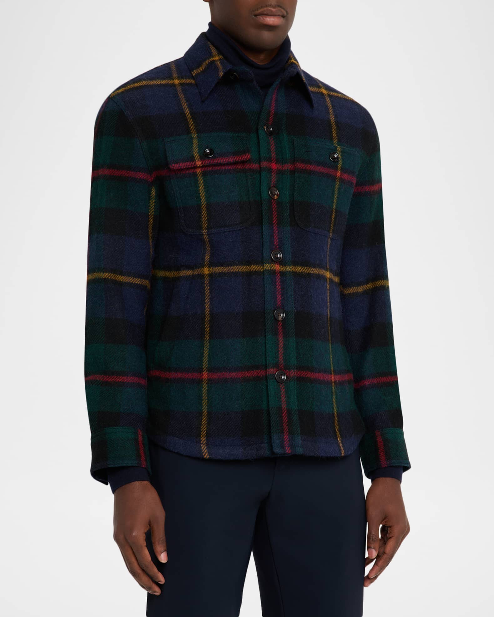 Polo Ralph Lauren Men's Plaid Wool Tweed Shirt Jacket | Neiman Marcus