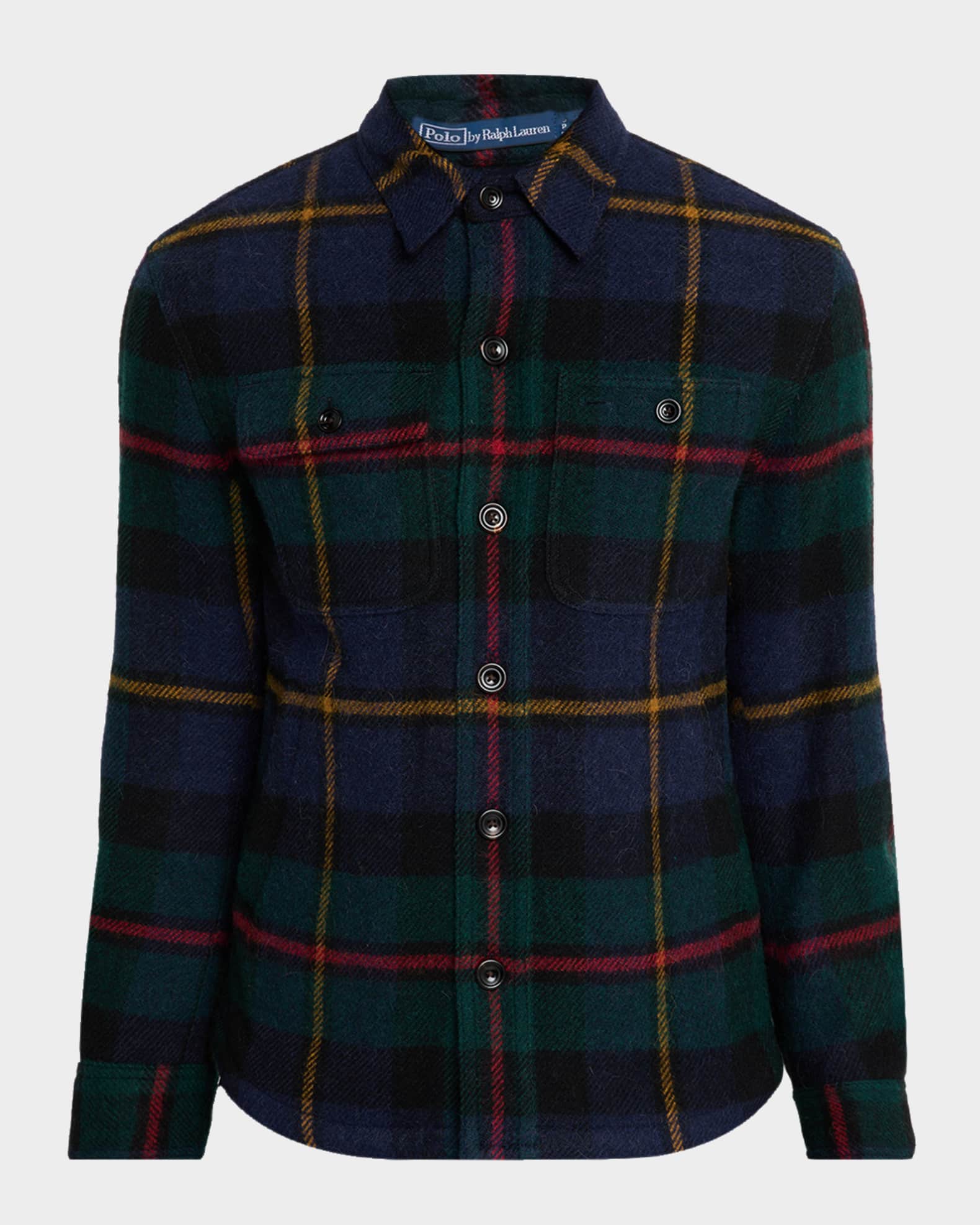 Polo Ralph Lauren Men's Plaid Wool Tweed Shirt Jacket | Neiman Marcus