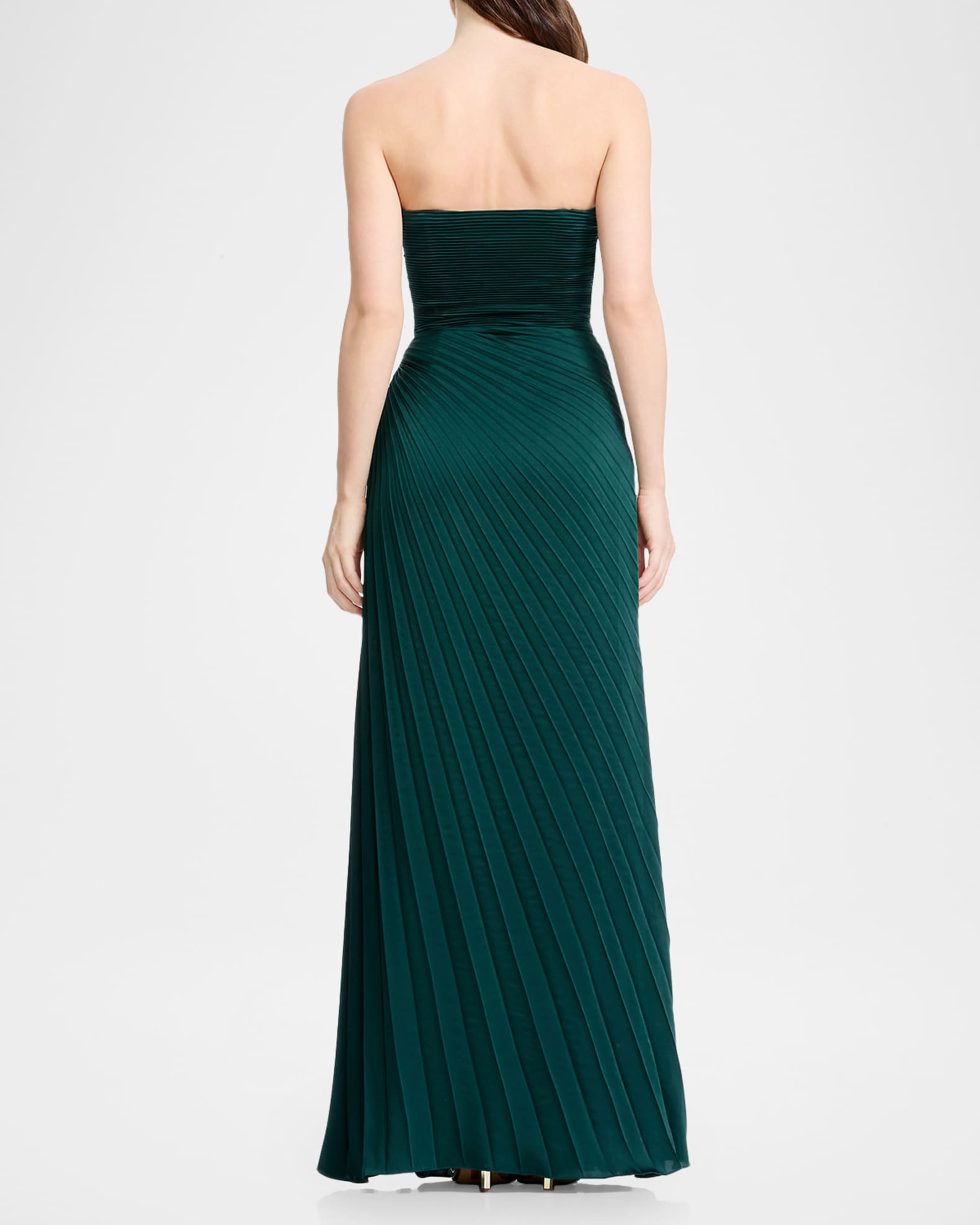 Dress the Population Black Label Kinley Strapless Pleated Satin Gown |  Neiman Marcus