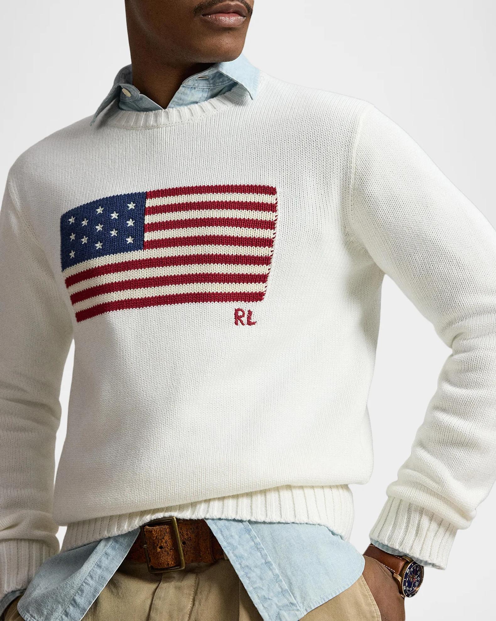 Polo Ralph Lauren Men's Iconic Flag Cotton Sweater | Neiman Marcus