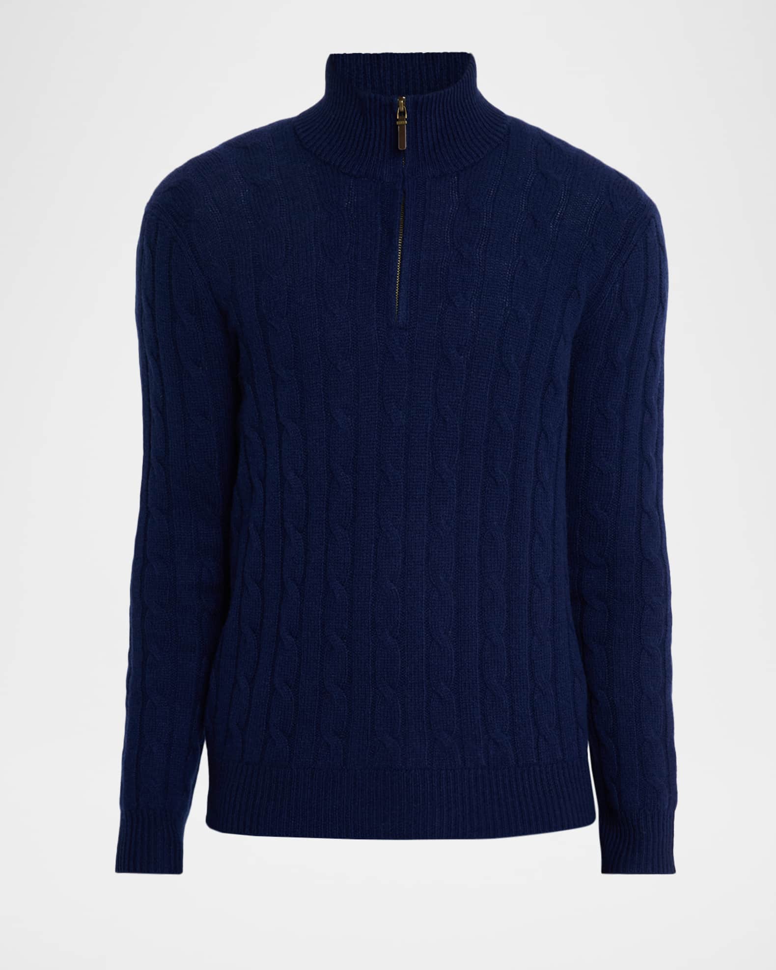 Polo Ralph Lauren Men's Cable-Knit Cashmere Quarter-Zip Sweater