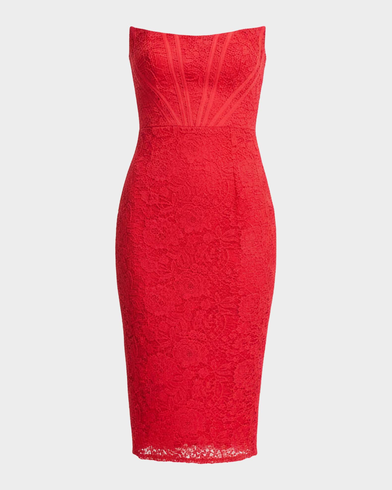 Dress The Population Cosette Floral Lace Midi Dress - Rouge - L
