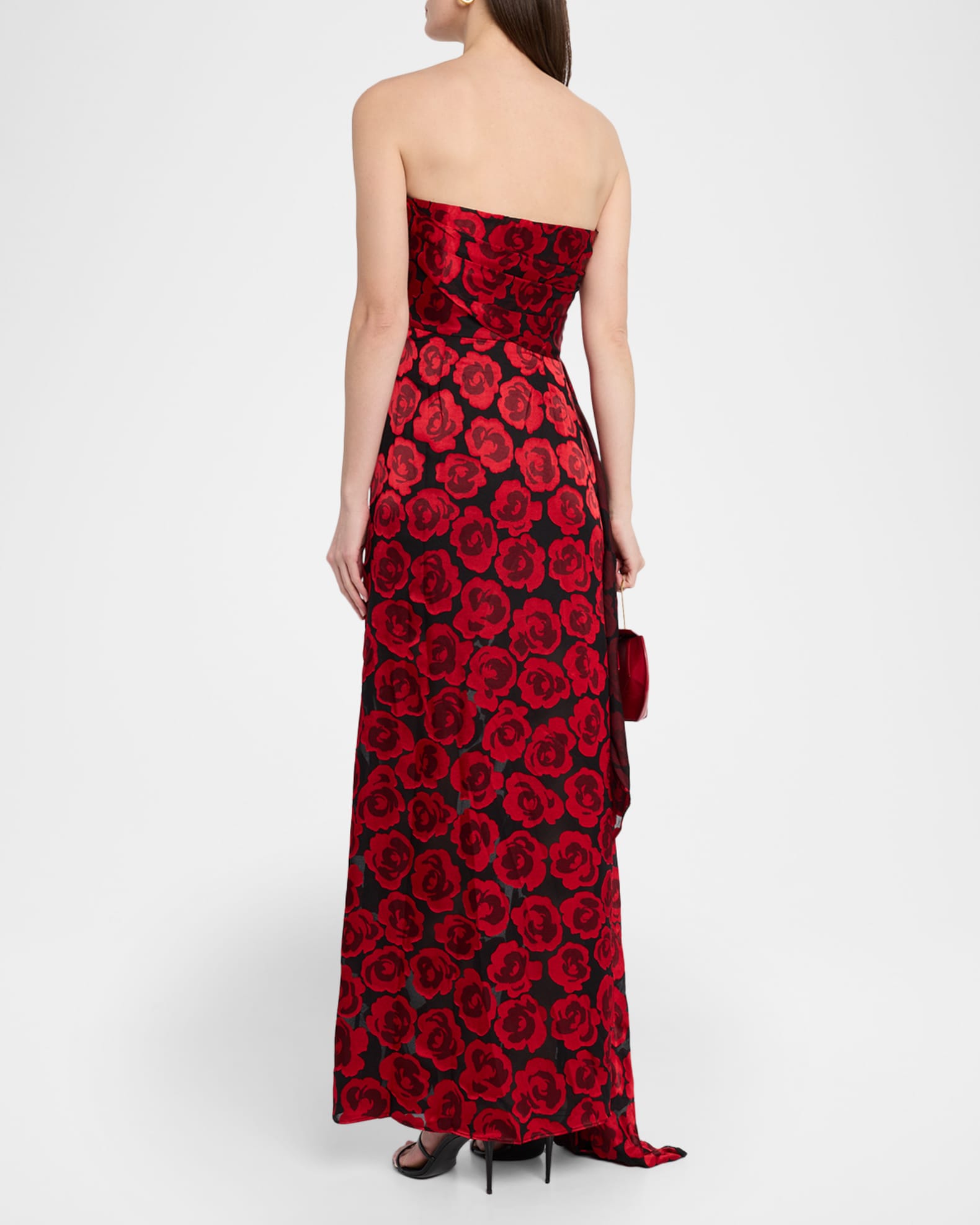 Dress The Population Women's Lulu Floral Strapless Gown - Red - Gowns