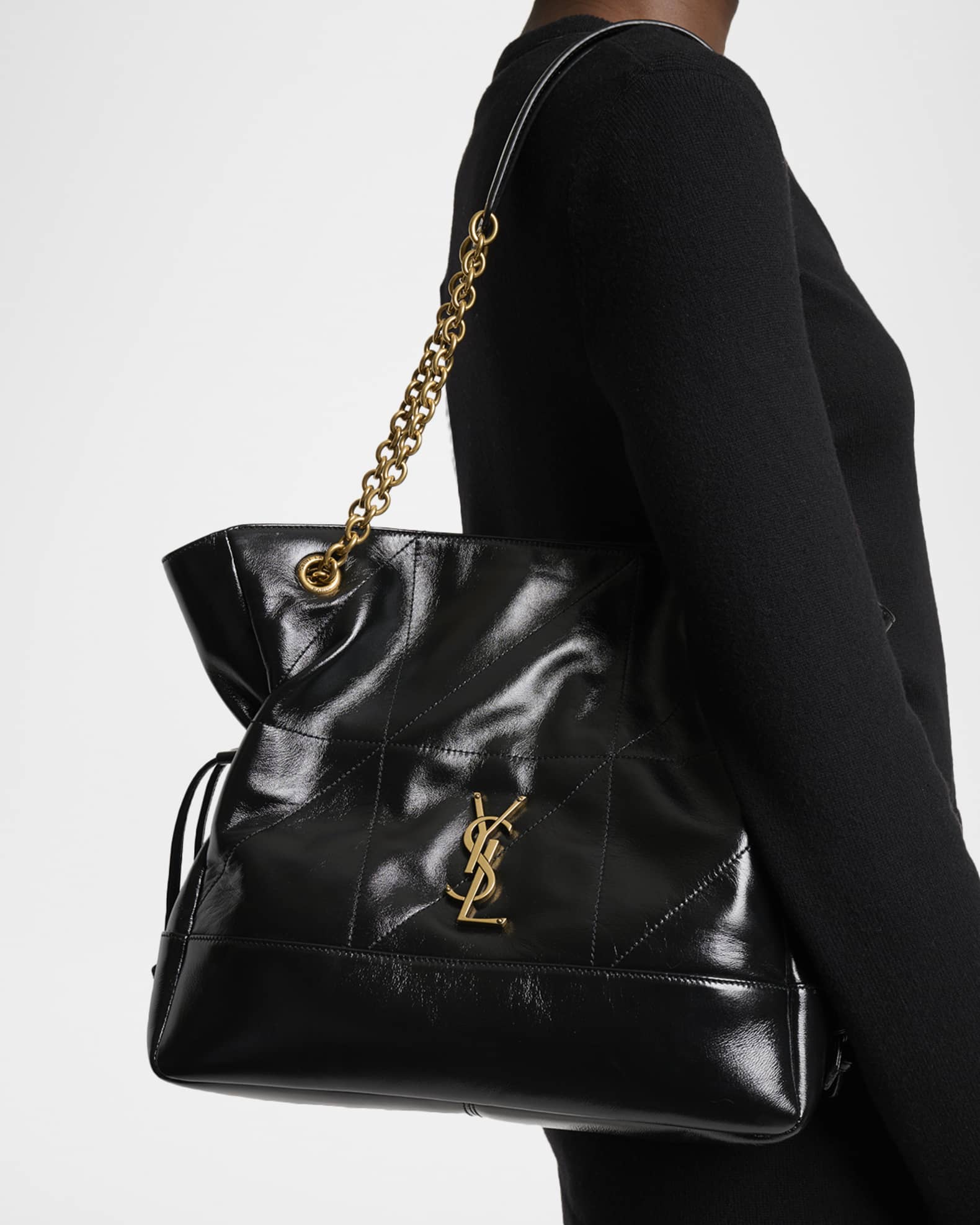 Saint Laurent Jamie Small YSL Shopper Tote Bag in Leather