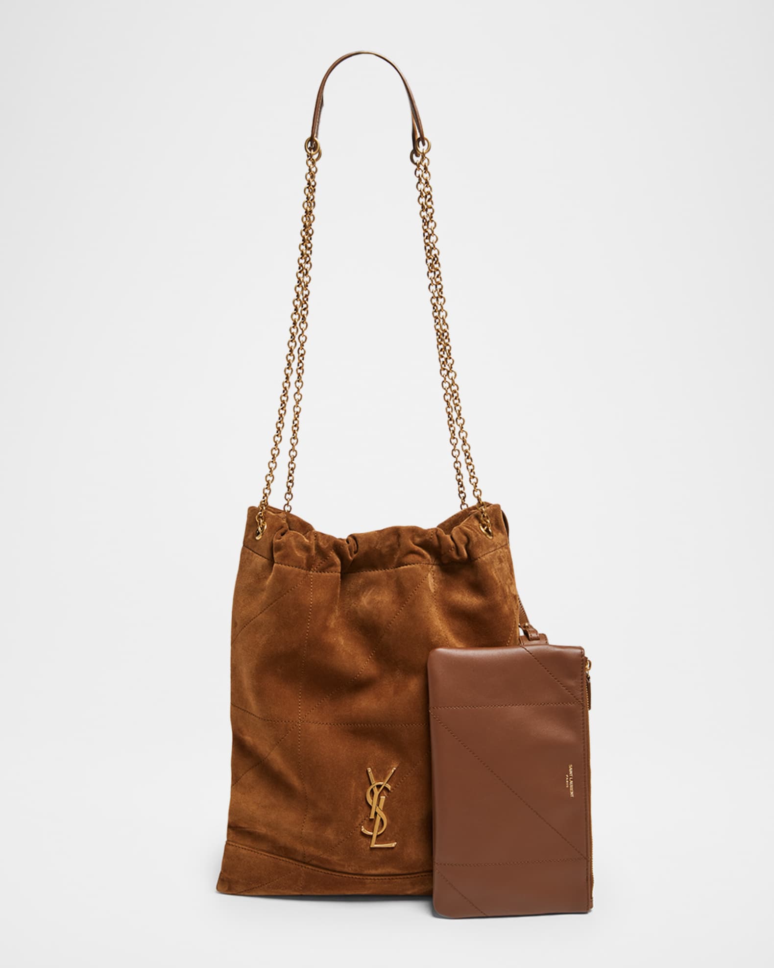 Saint Laurent Jamie 4.3 YSL Pochon Shoulder Bag in Suede | Neiman