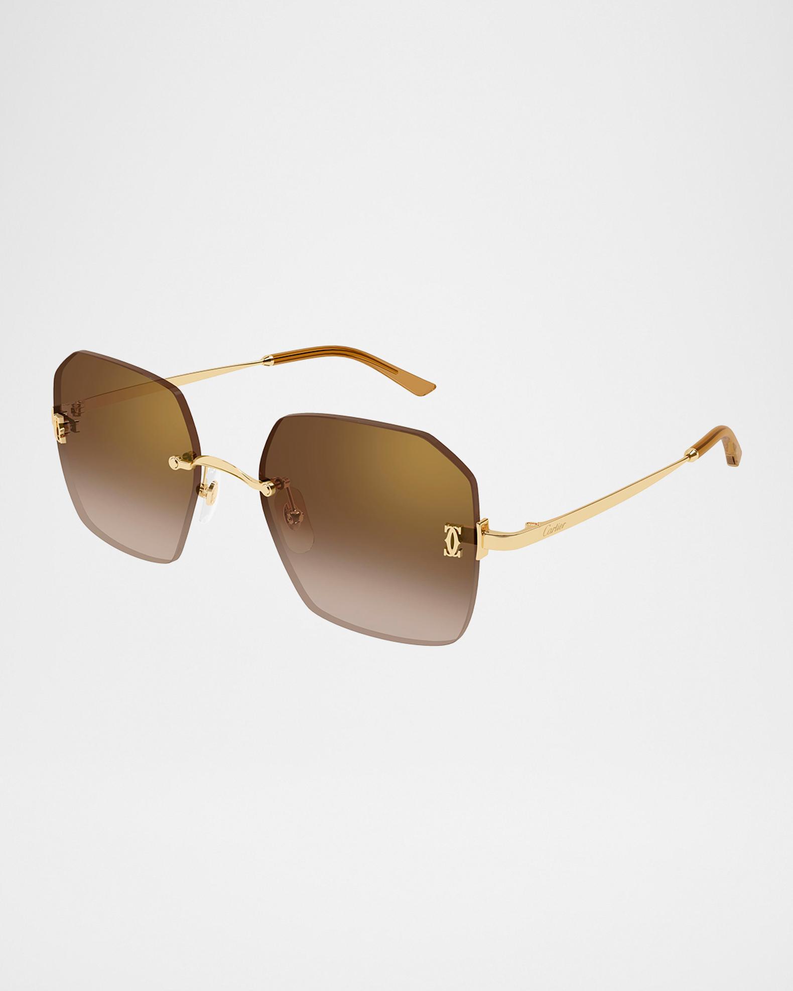 Cartier C de Cartier Rectangular Metal Sunglasses | Neiman Marcus