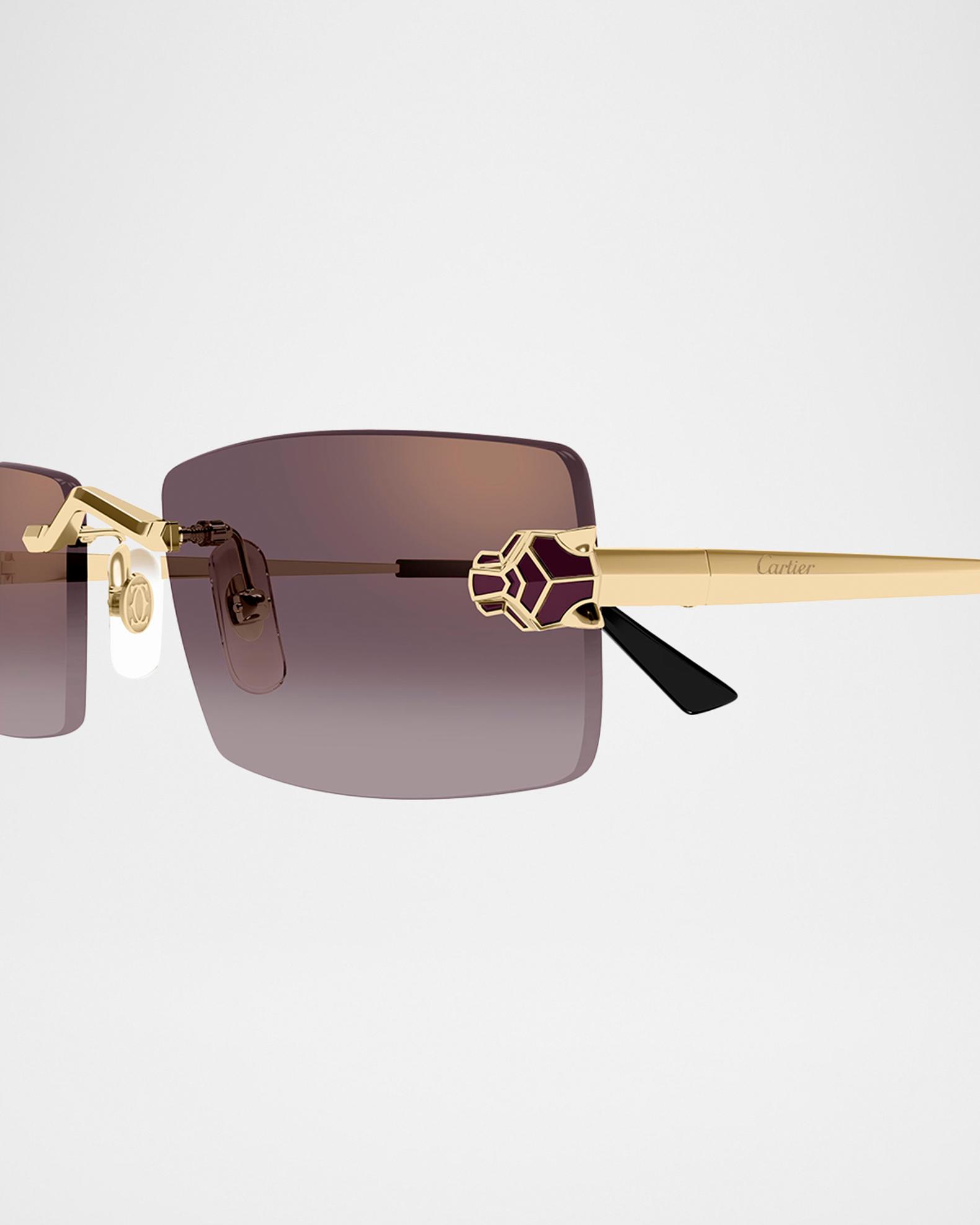 Cartier Panthere Rimless Rectangular Metal Sunglasses | Neiman Marcus