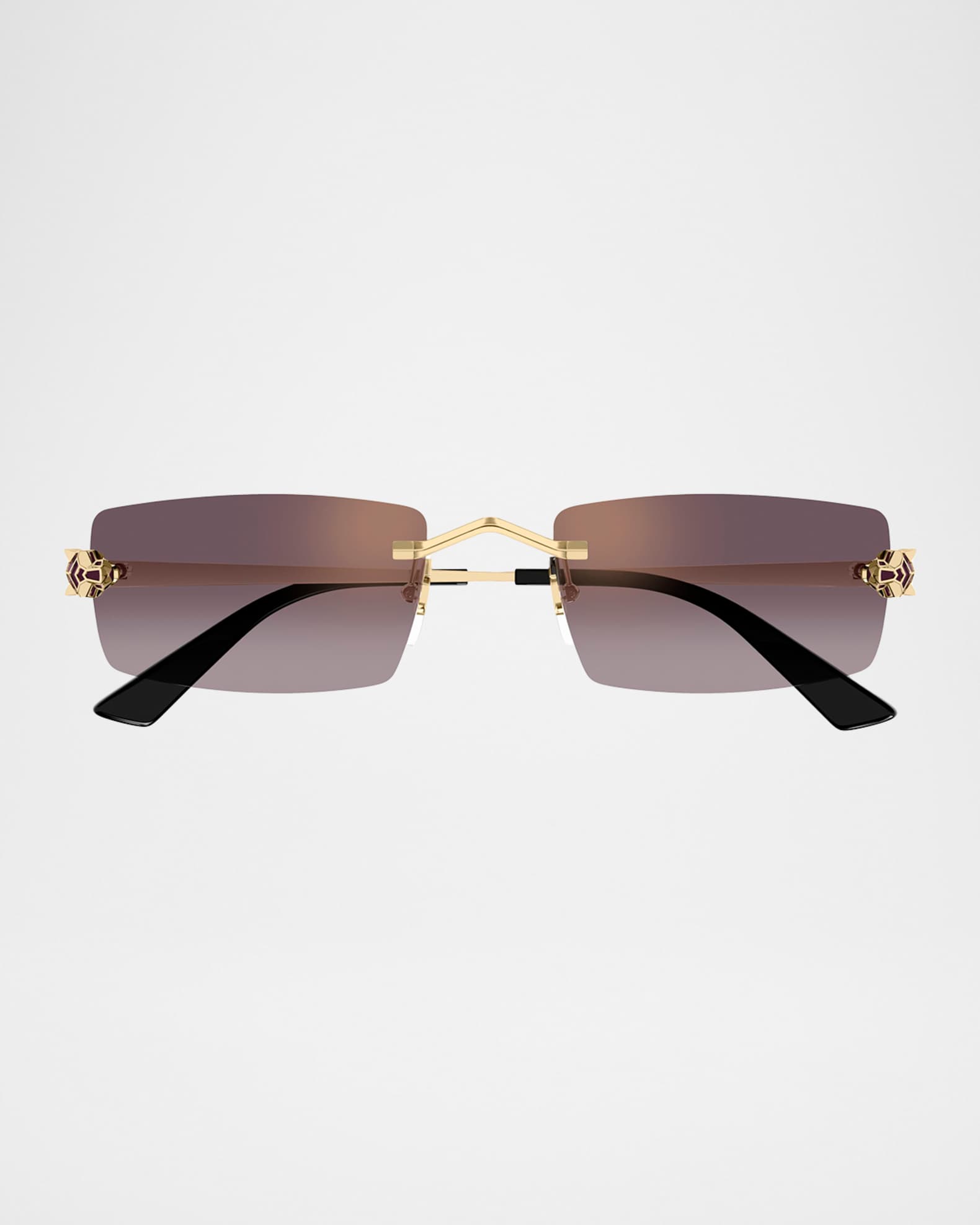 Cartier Panthere Rimless Rectangular Metal Sunglasses | Neiman Marcus