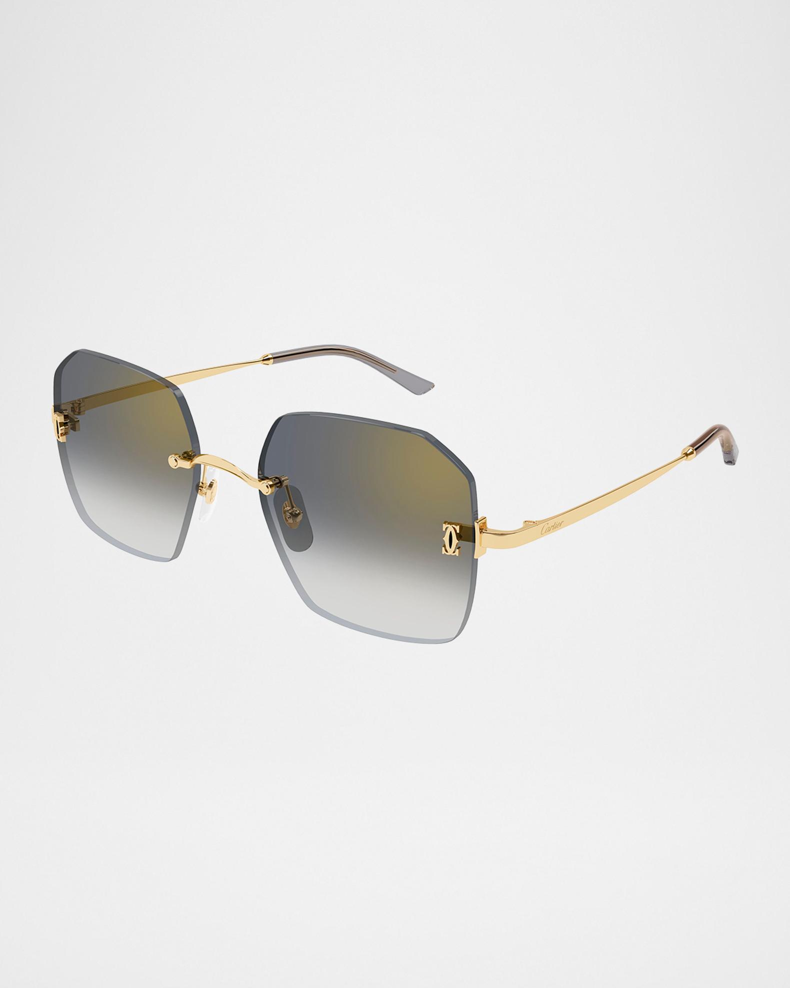 Cartier Classic Décor C Square Rimless Metal Sunglasses | Neiman Marcus