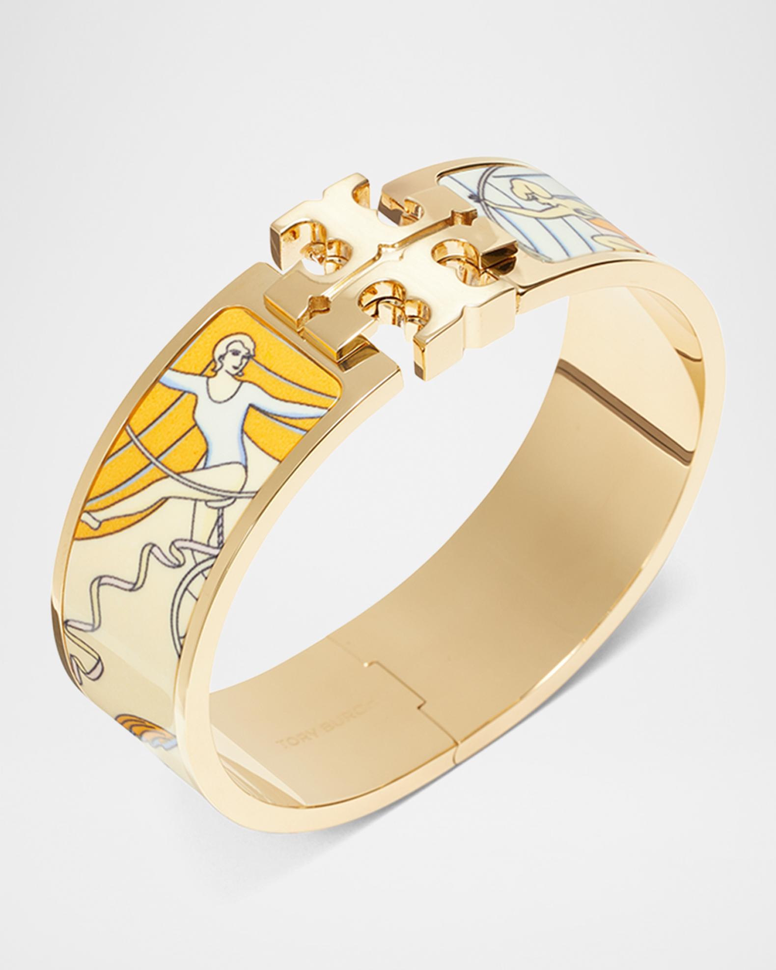 Tory Burch Wide Icon Enamel Bracelet | Neiman Marcus