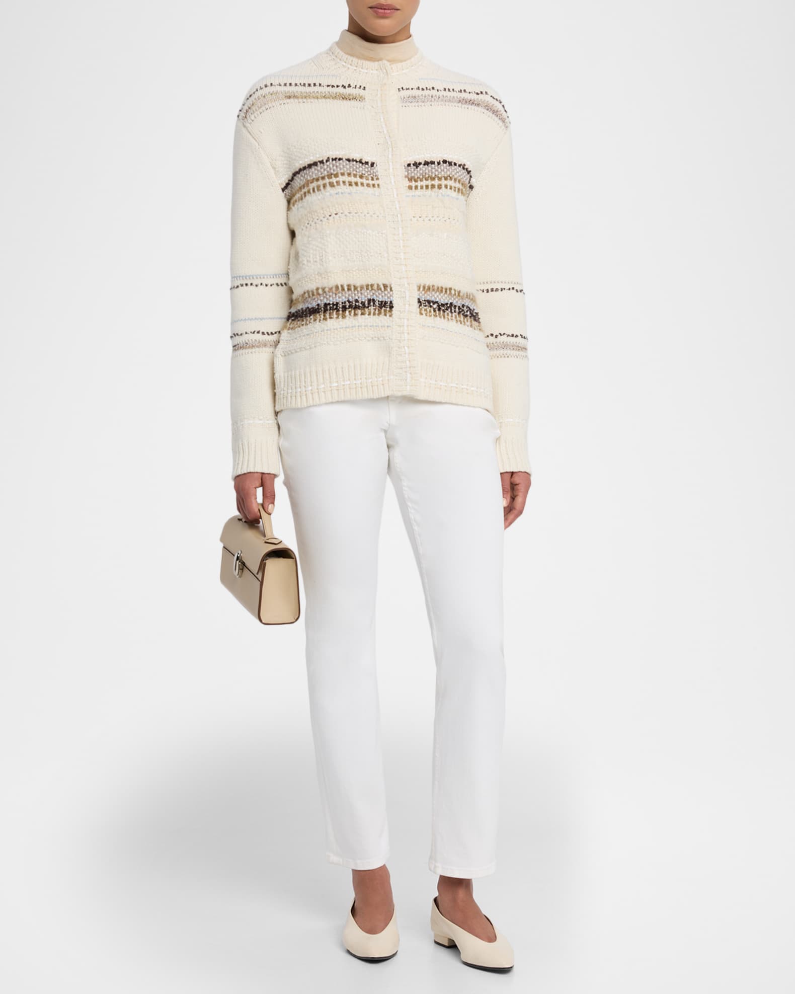 Lafayette 148 New York Handwoven Wool-Cashmere Knit Cardigan