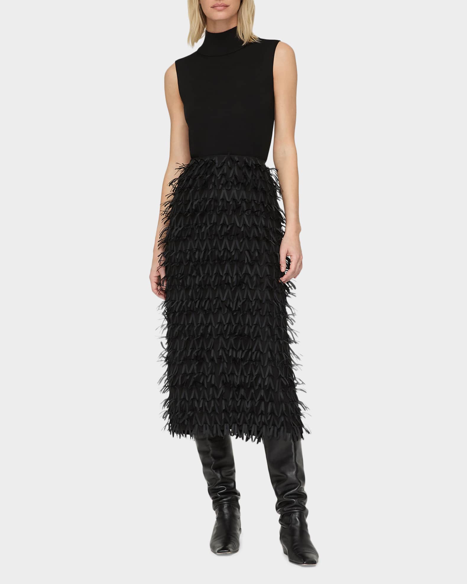 Lafayette 148 New York Ribbon Fringe Straight Midi Skirt | Neiman