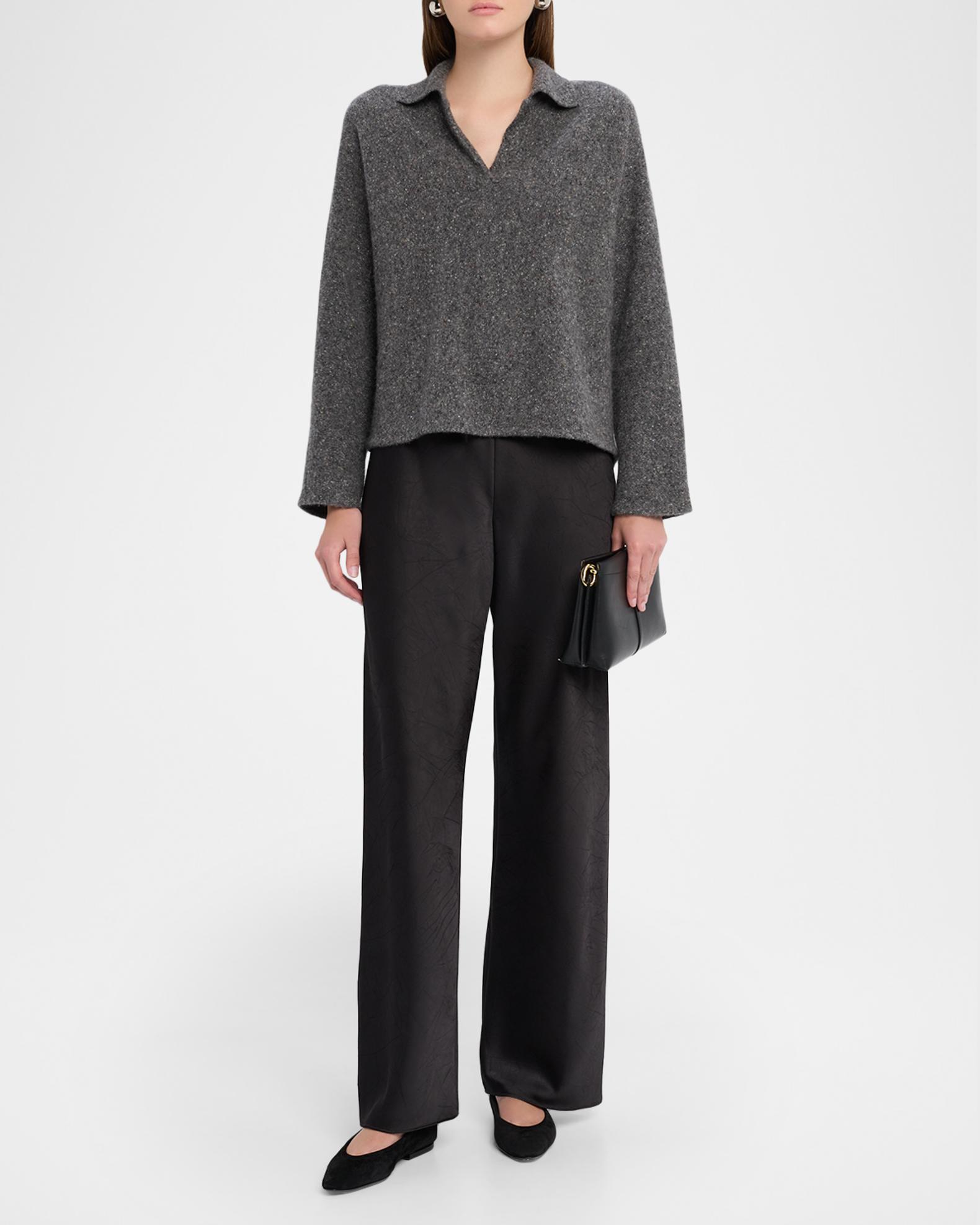 Vince Donegal Plush Cashmere Dolman-Sleeve Polo Sweater | Neiman