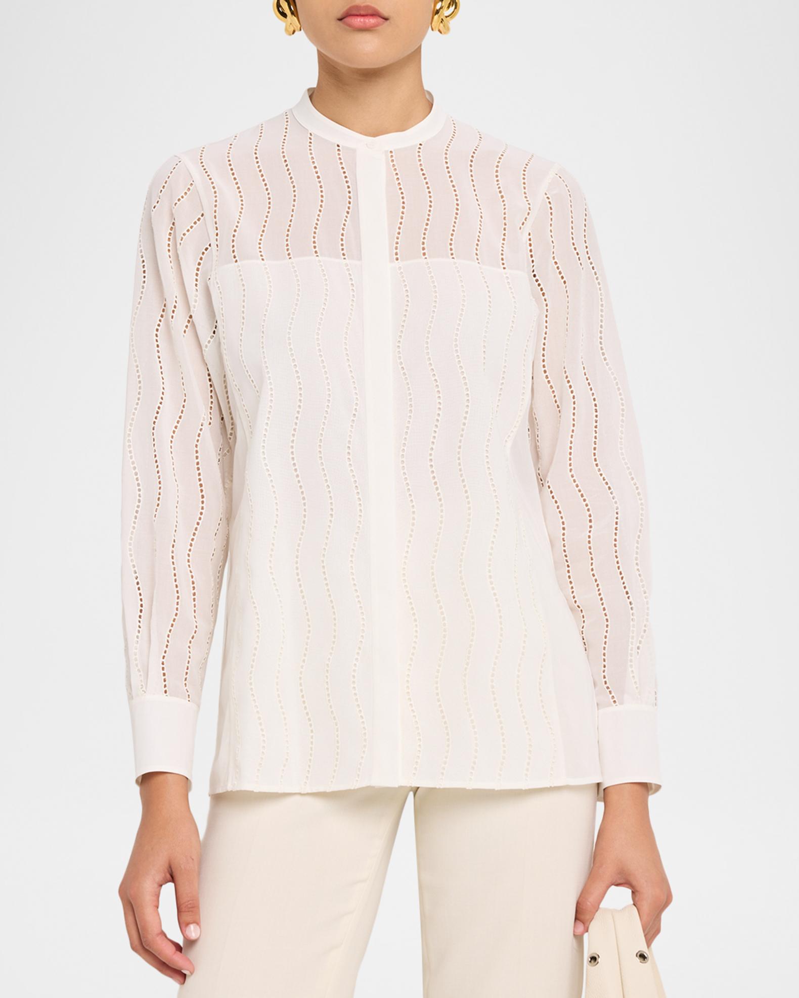 Akris Wave Broderie Anglaise Cotton Voile Blouse | Neiman Marcus