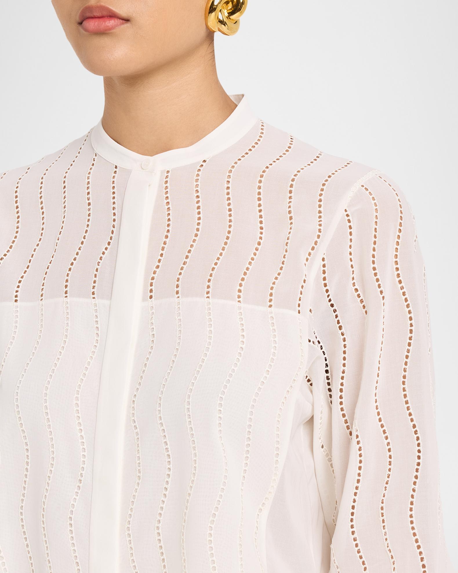 Akris Wave Broderie Anglaise Cotton Voile Blouse | Neiman Marcus