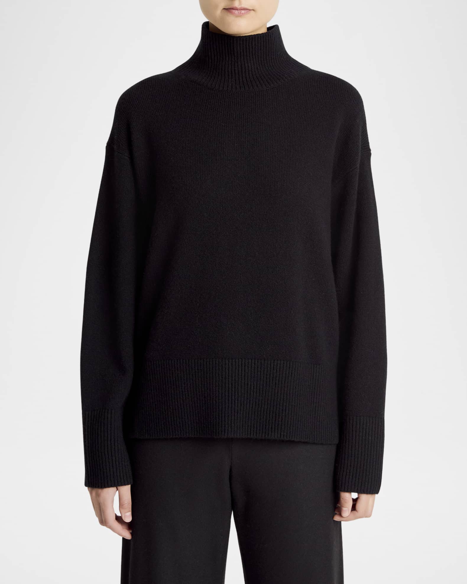 Vince Wool-Cashmere Side-Slit Turtleneck Sweater | Neiman Marcus
