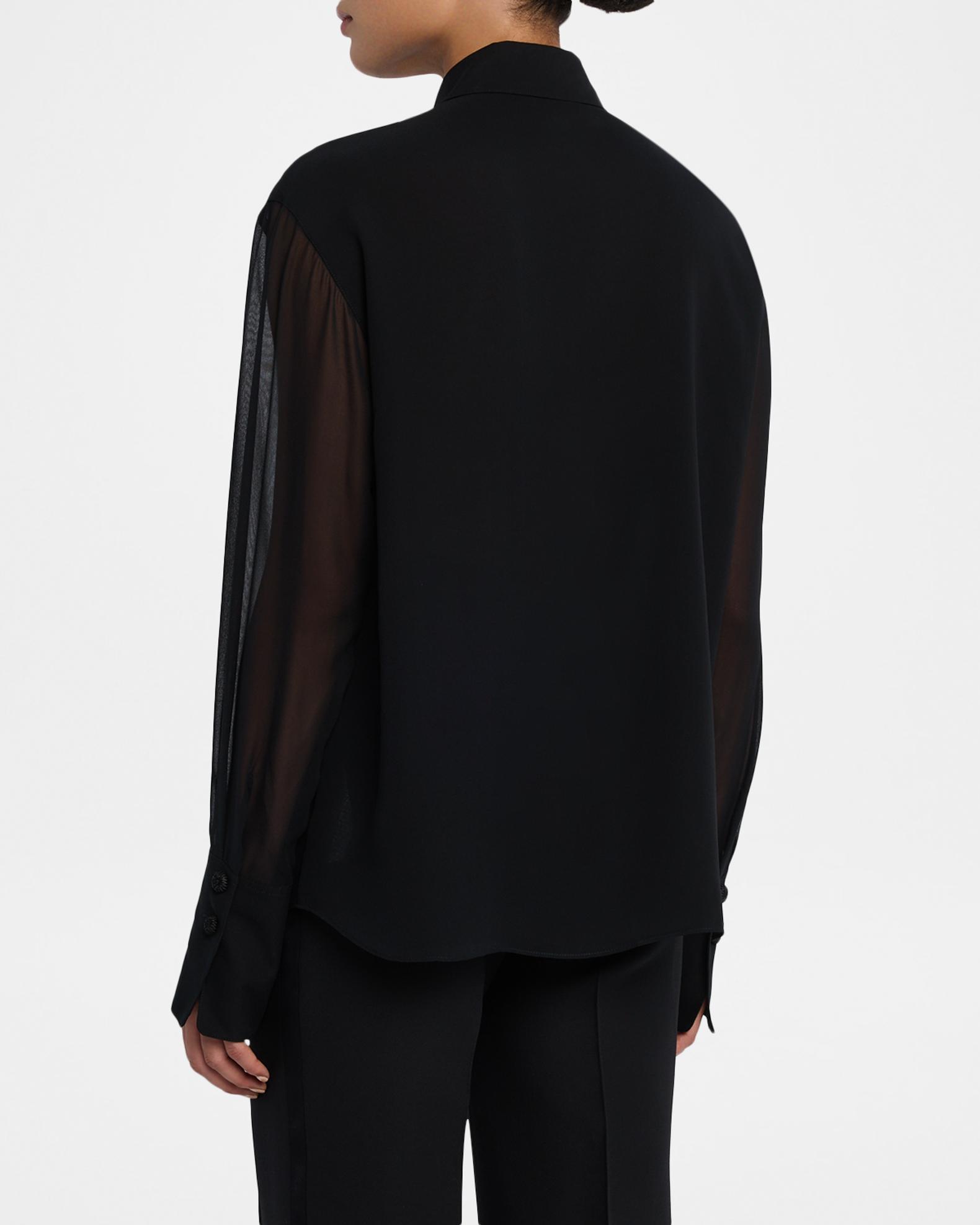 Lafayette 148 New York Sequin Ruffle Silk Georgette Blouse | Neiman Marcus