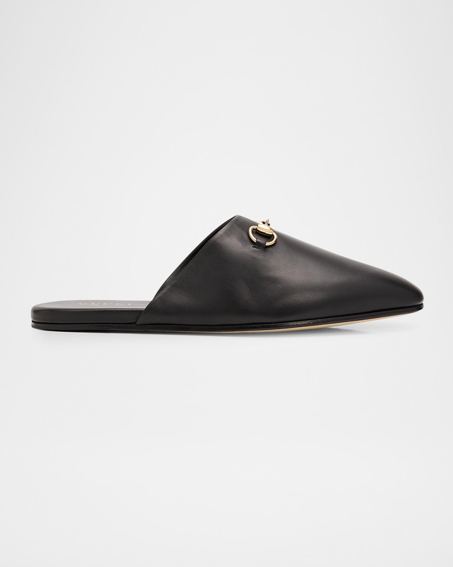 Gucci Men's Lucy Horsebit Nappa Leather Mules | Neiman Marcus