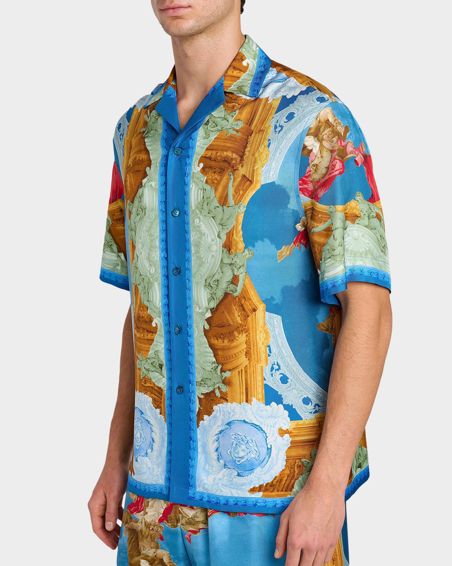 新品未使用 Versace Medusa baroque Short Shirt NWT VERSACE Men's Black Gold Barocco Medusa Shirt 48 (M) 100