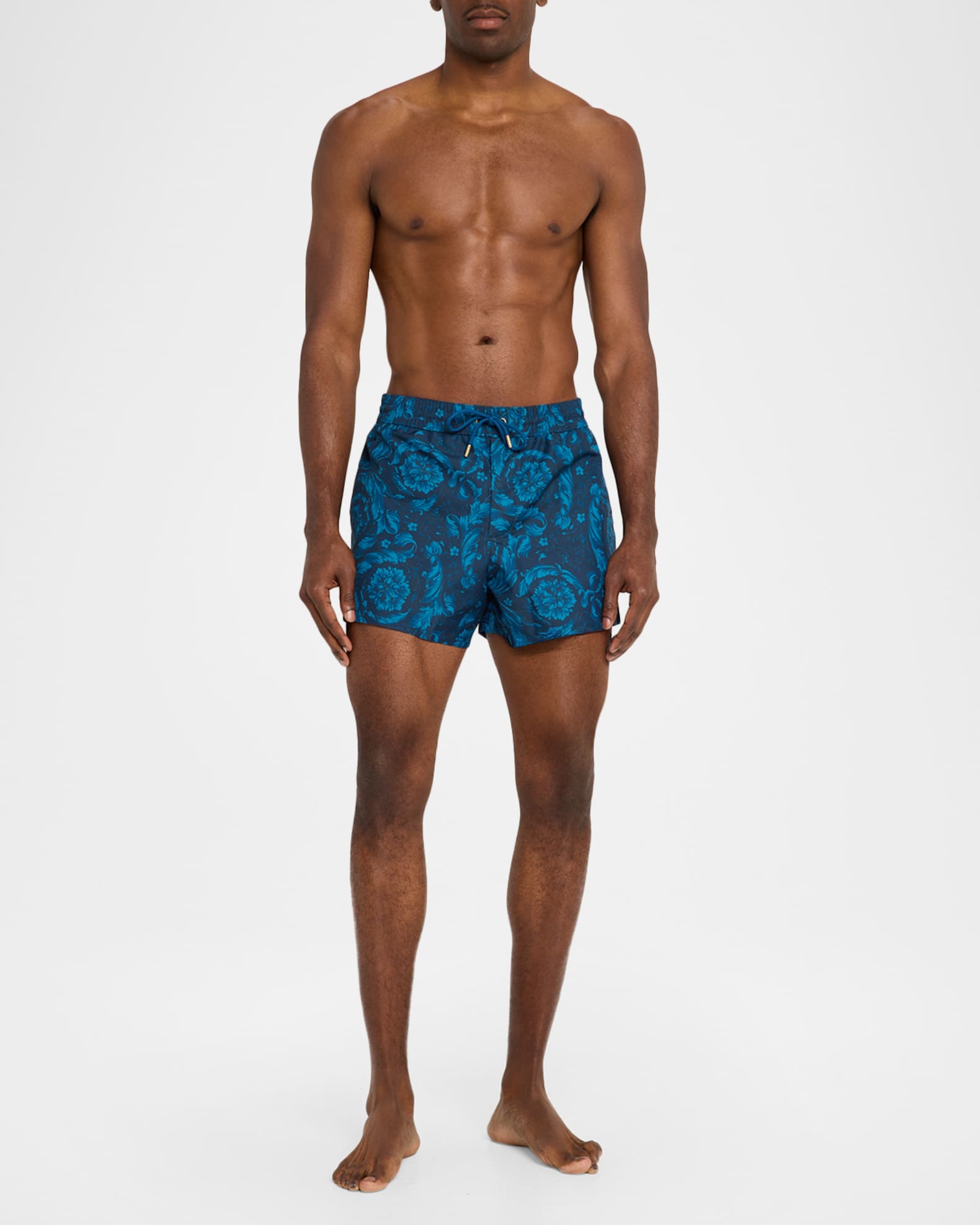 Versace Men's Barocco-Print Swim Trunks | Neiman Marcus