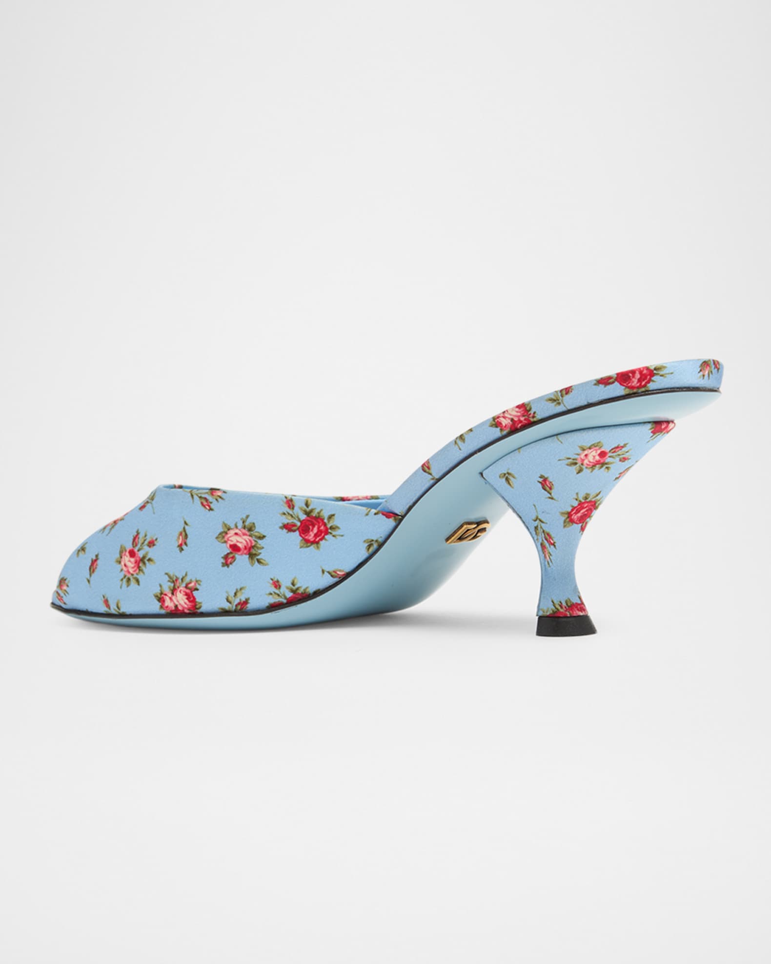 Dolce&Gabbana 60mm Floral Satin Mule Sandals | Neiman Marcus