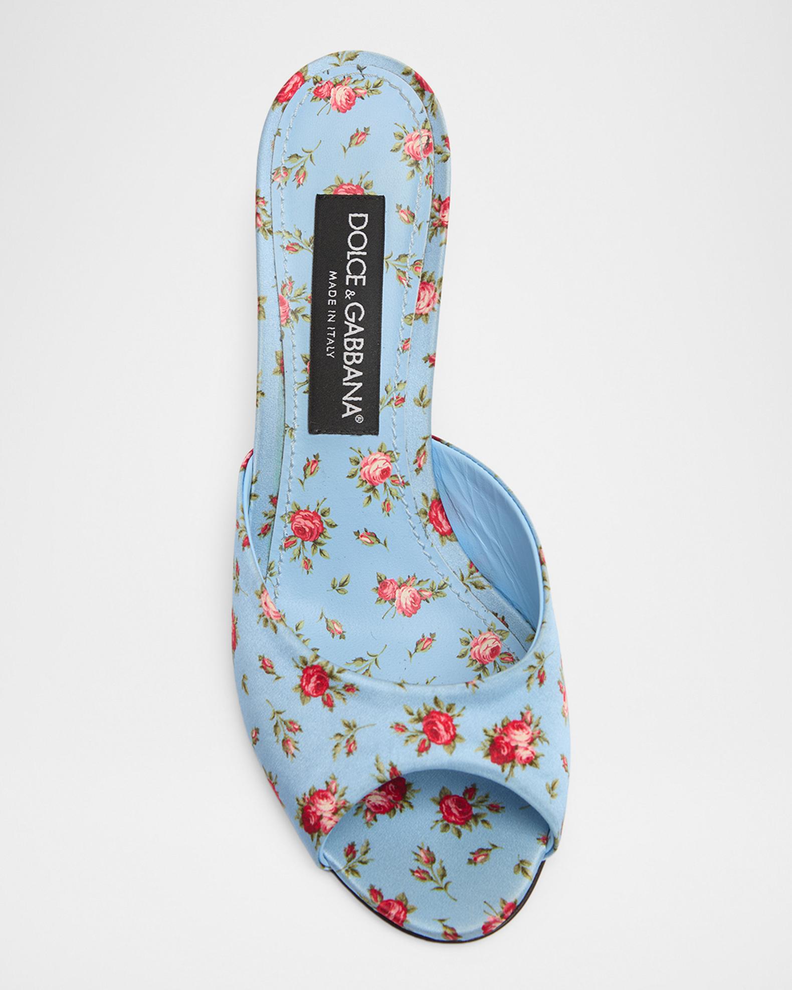 Dolce&Gabbana 60mm Floral Satin Mule Sandals | Neiman Marcus