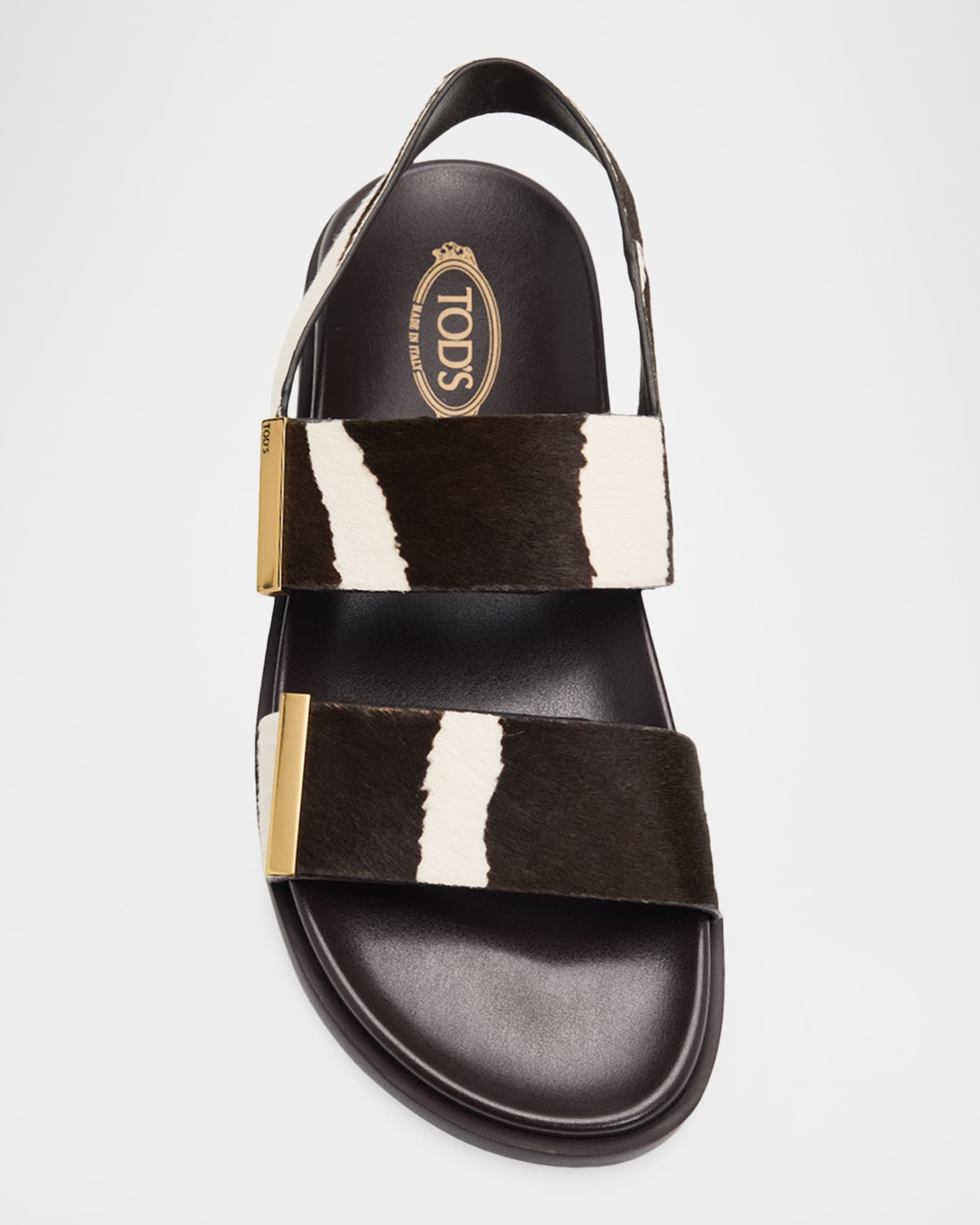 Tod's Zebra-Printed Calf Hair Slingback Sandals | Neiman Marcus
