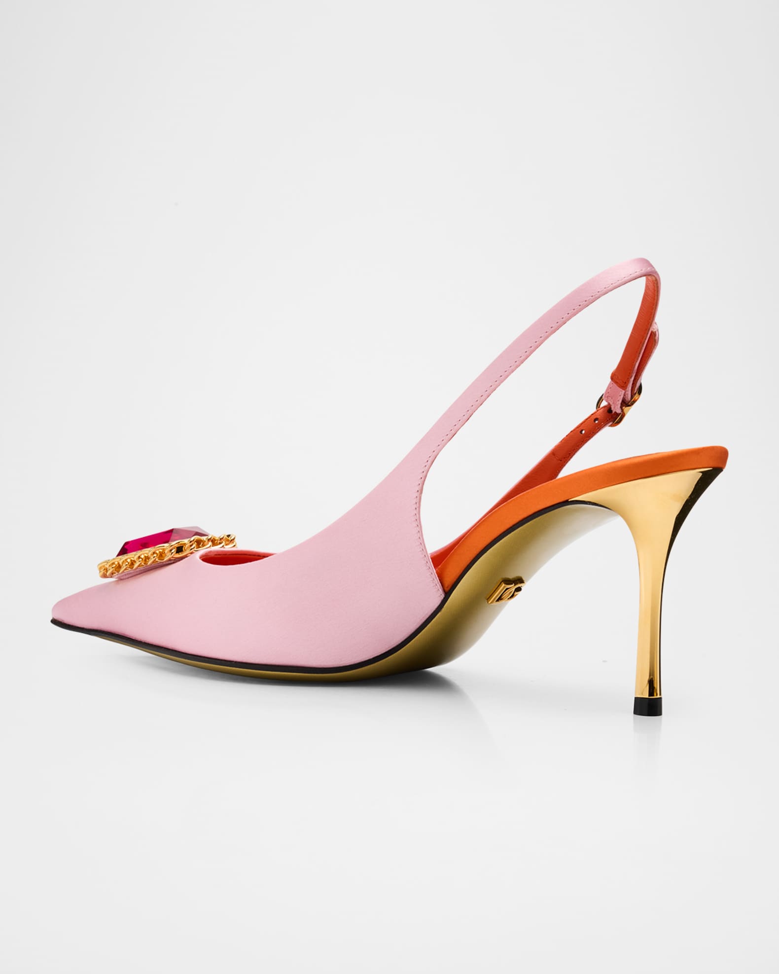 Dolce&Gabbana 75mm Crystal Satin Slingback Pumps | Neiman Marcus
