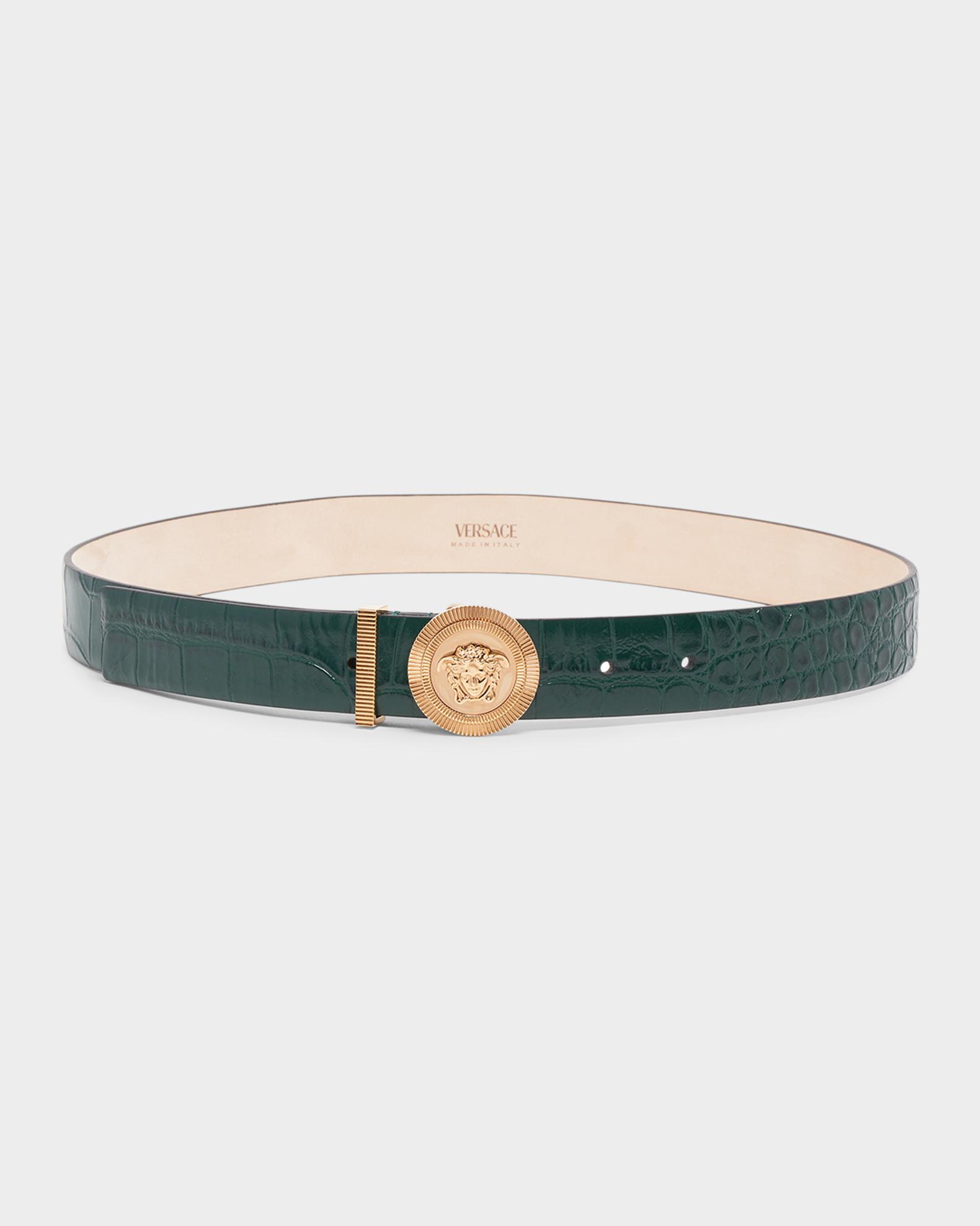 Versace Medusa Biggie Croc-Embossed Leather Belt | Neiman Marcus display picture 2