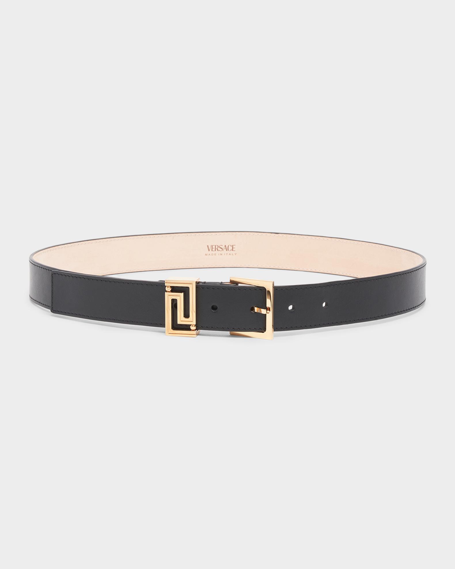 Versace Greca Goddess White Leather Belt with Gold Medusa Medallion Buckle Versace Greca Medusa Buckle Skinny Leather Belt - White  main image 2