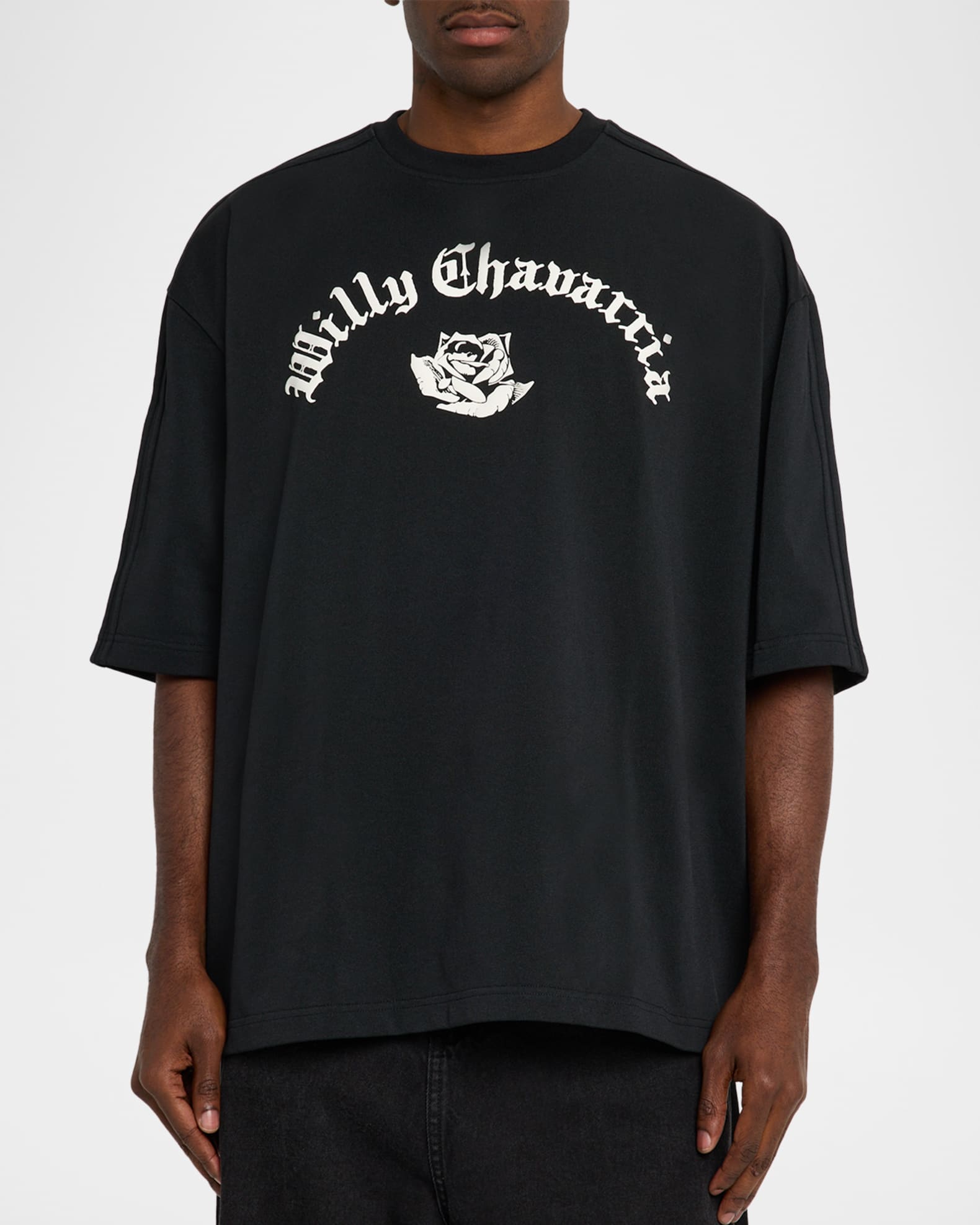 Willy Chavarria ブラック Tシャツ Lサイズ Adidas x Willy Chavarria Men's Jersey Logo Signature T-Shirt