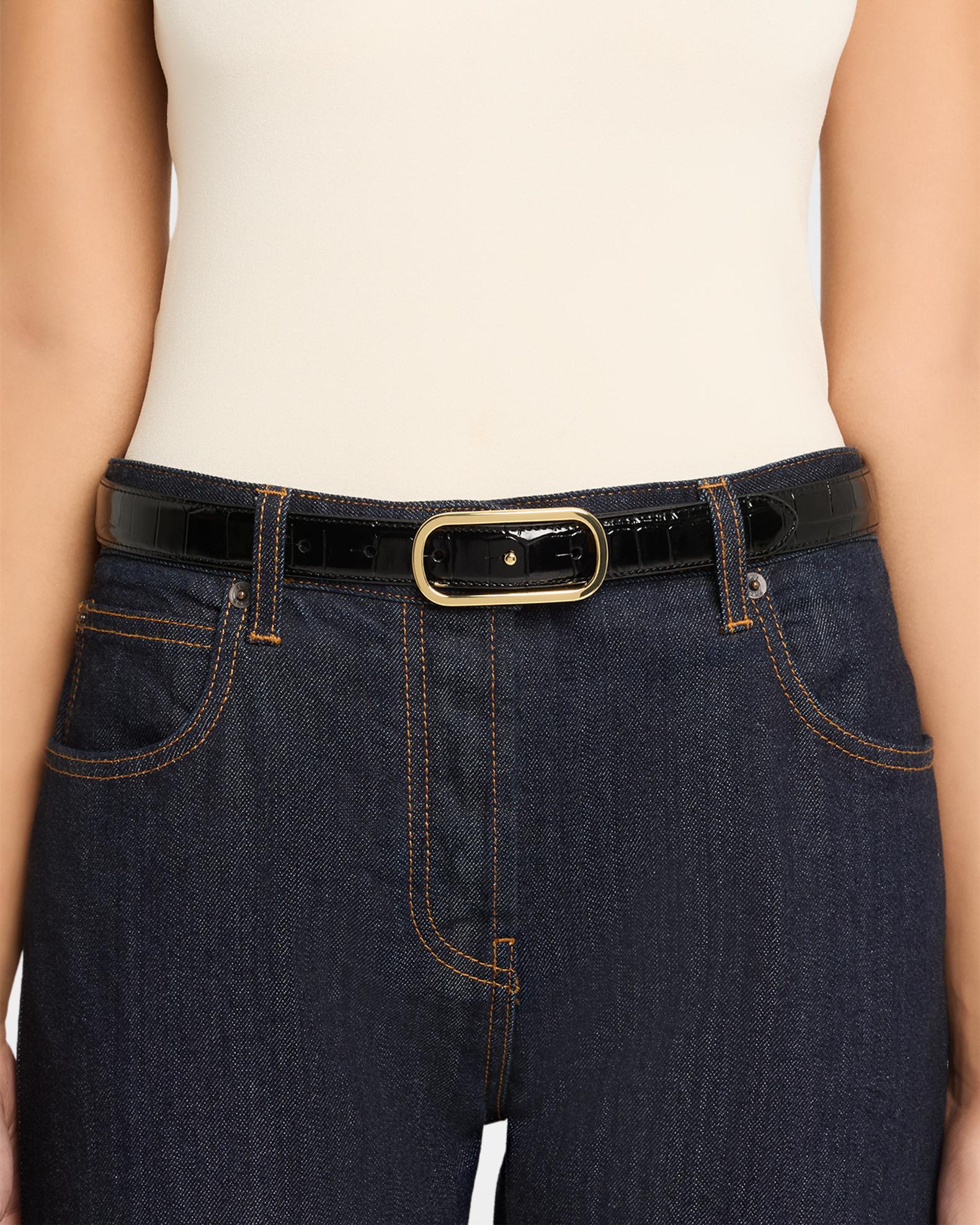 Veronica Beard Loop Croc-Embossed Belt | Neiman Marcus display picture 3