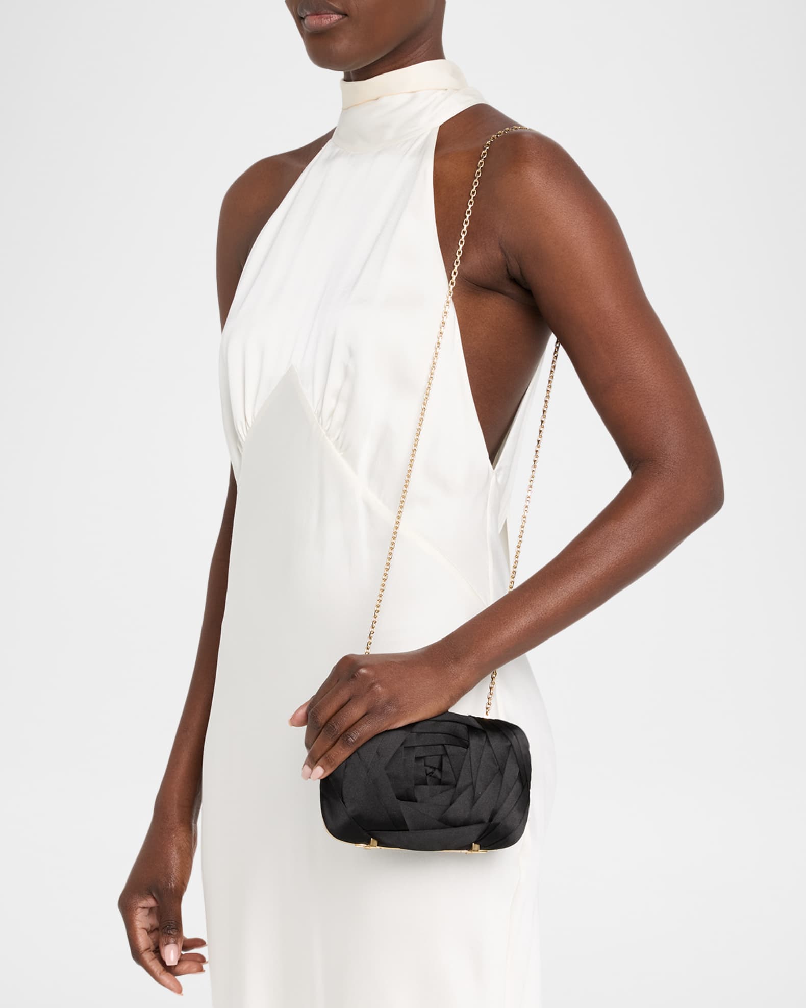 Roger Vivier Rose Vivier Sculptural Satin Clutch Bag | Neiman Marcus