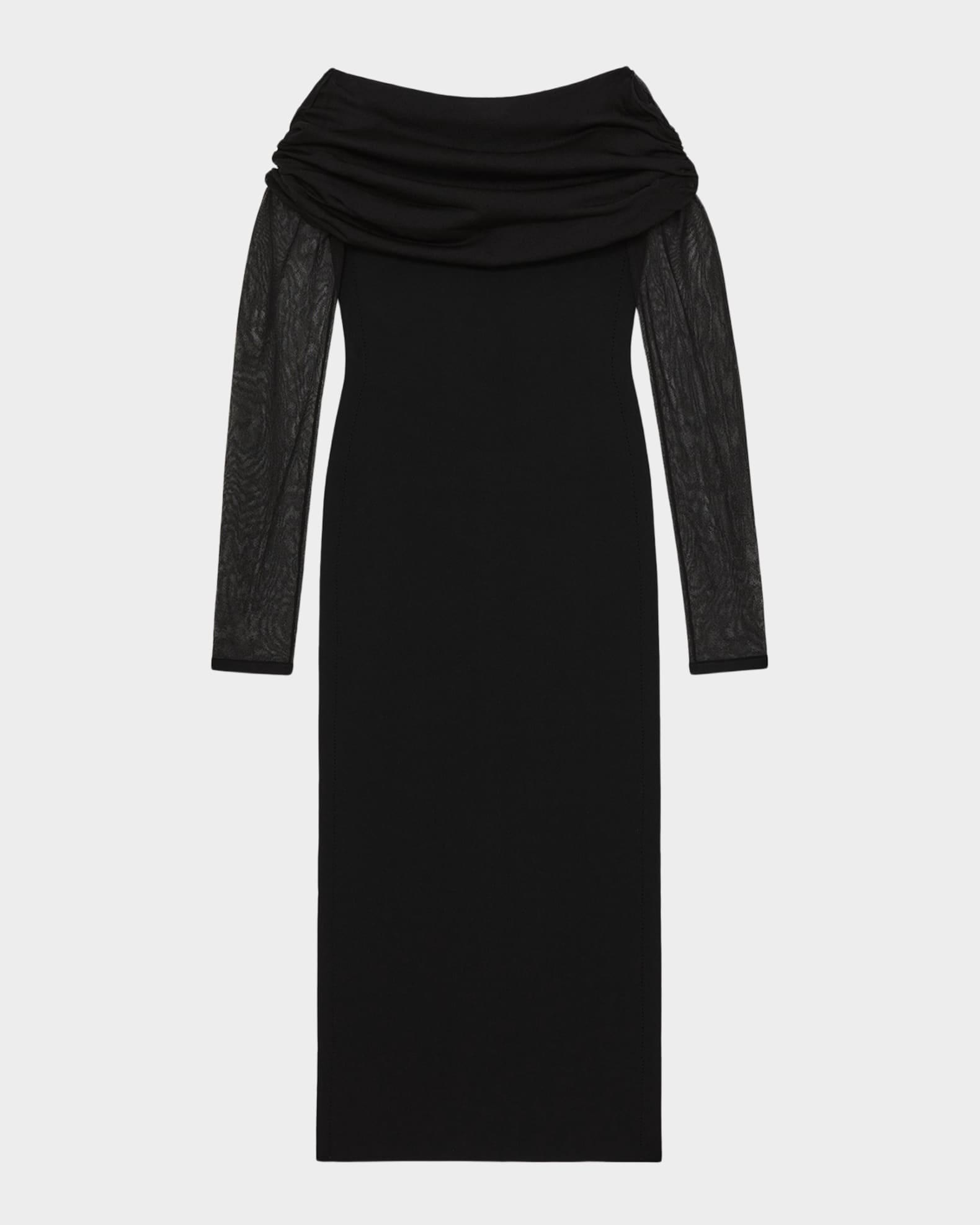Reiss Angelica Sheer-Sleeve Knit Midi Dress - Black