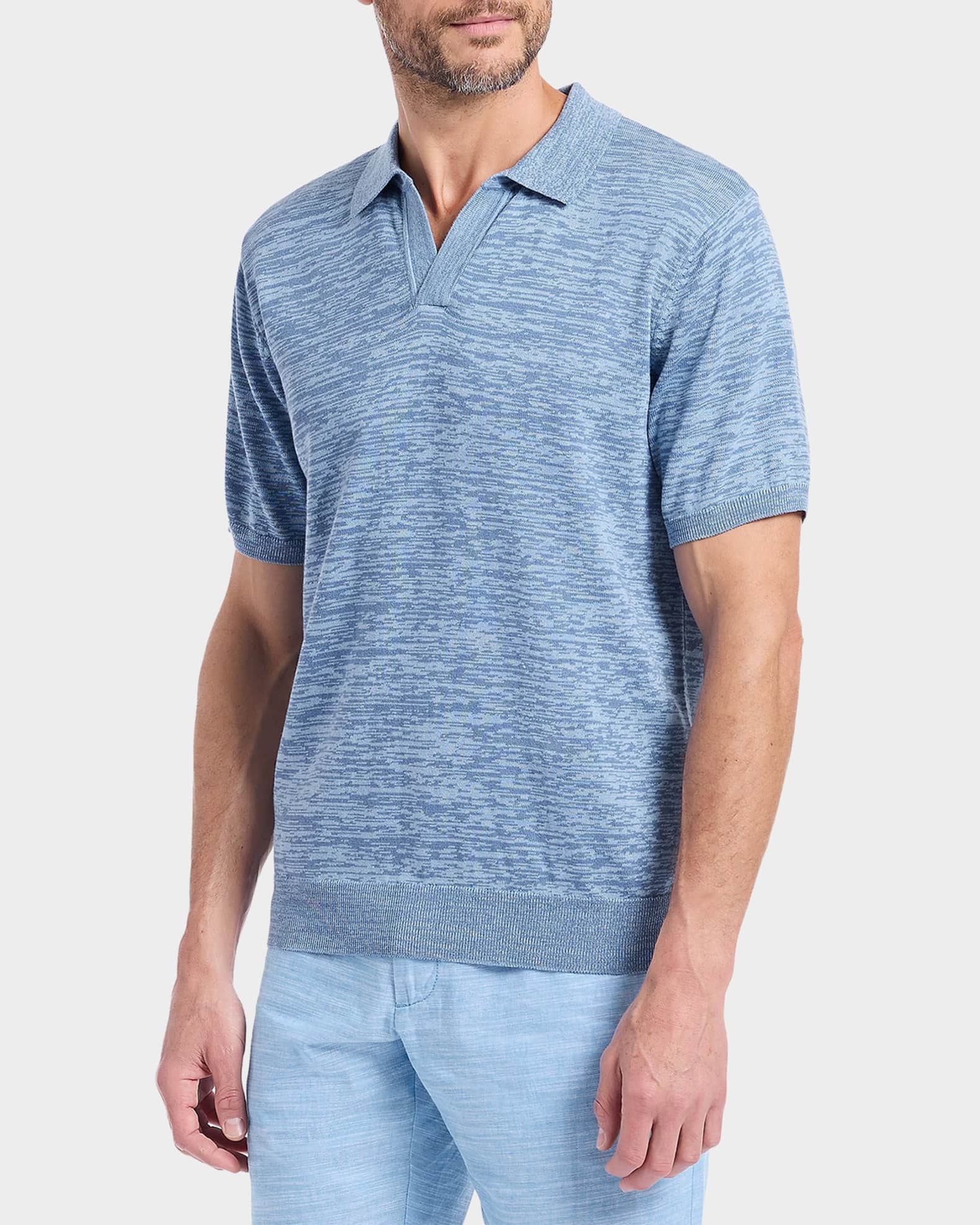 Robert Graham Men's Raydon Johnny Collar Polo Sweater | Neiman Marcus