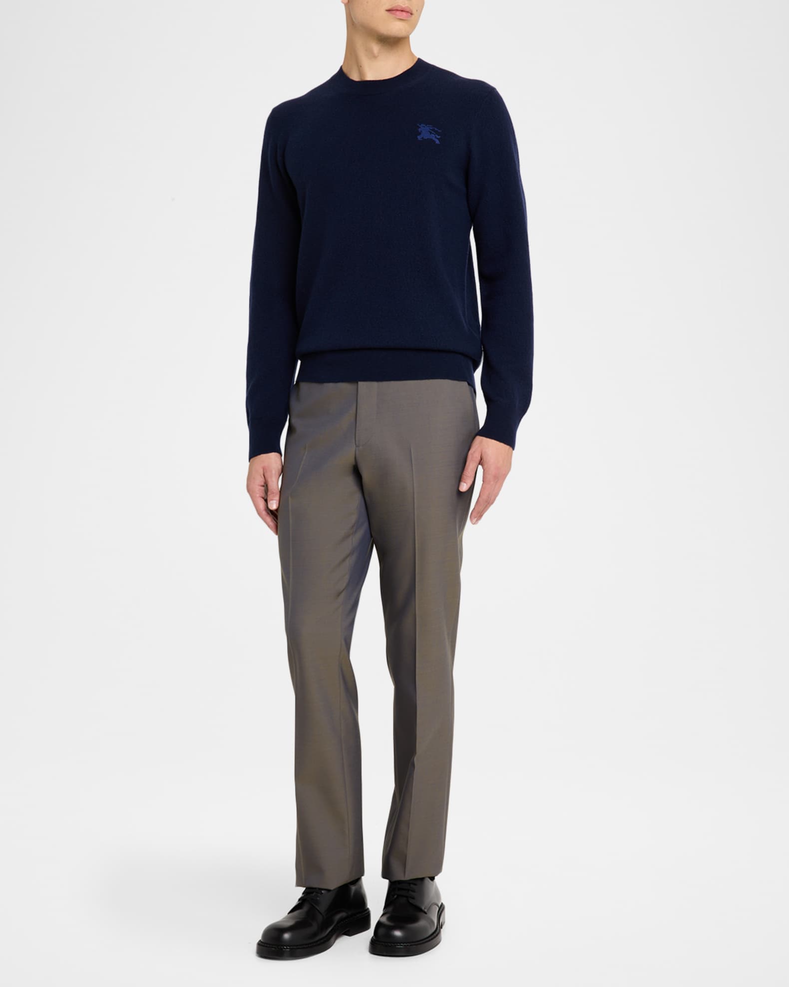 Burberry Men's Wool Embroidered EKD Knit Crewneck Sweater | Neiman