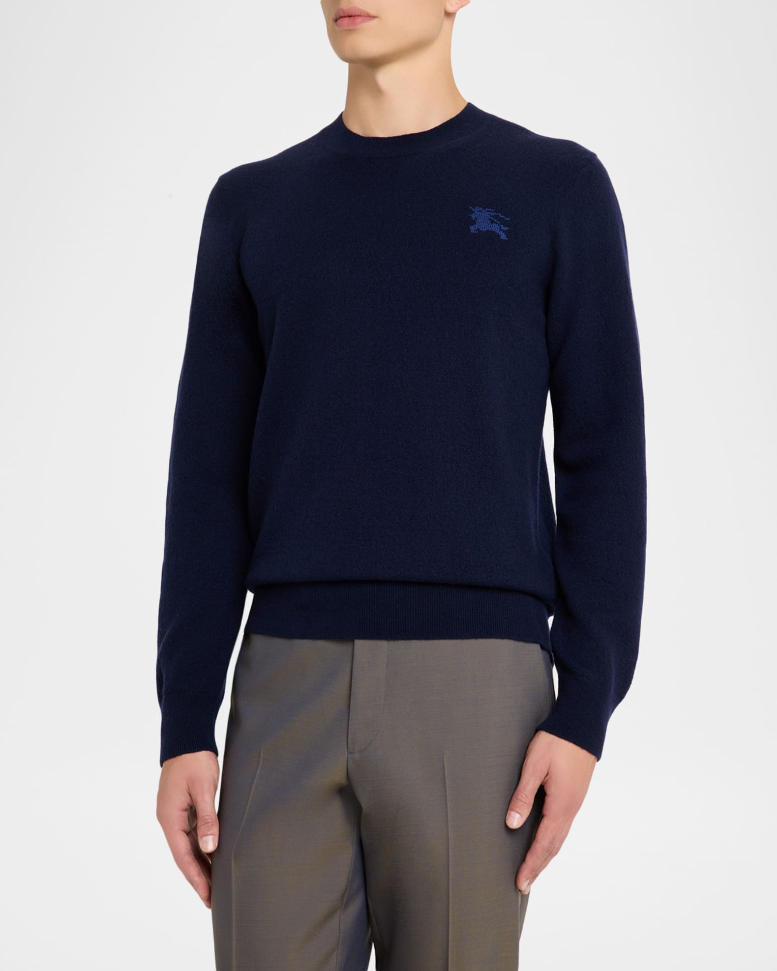 Burberry Men's Wool Embroidered EKD Knit Crewneck Sweater | Neiman