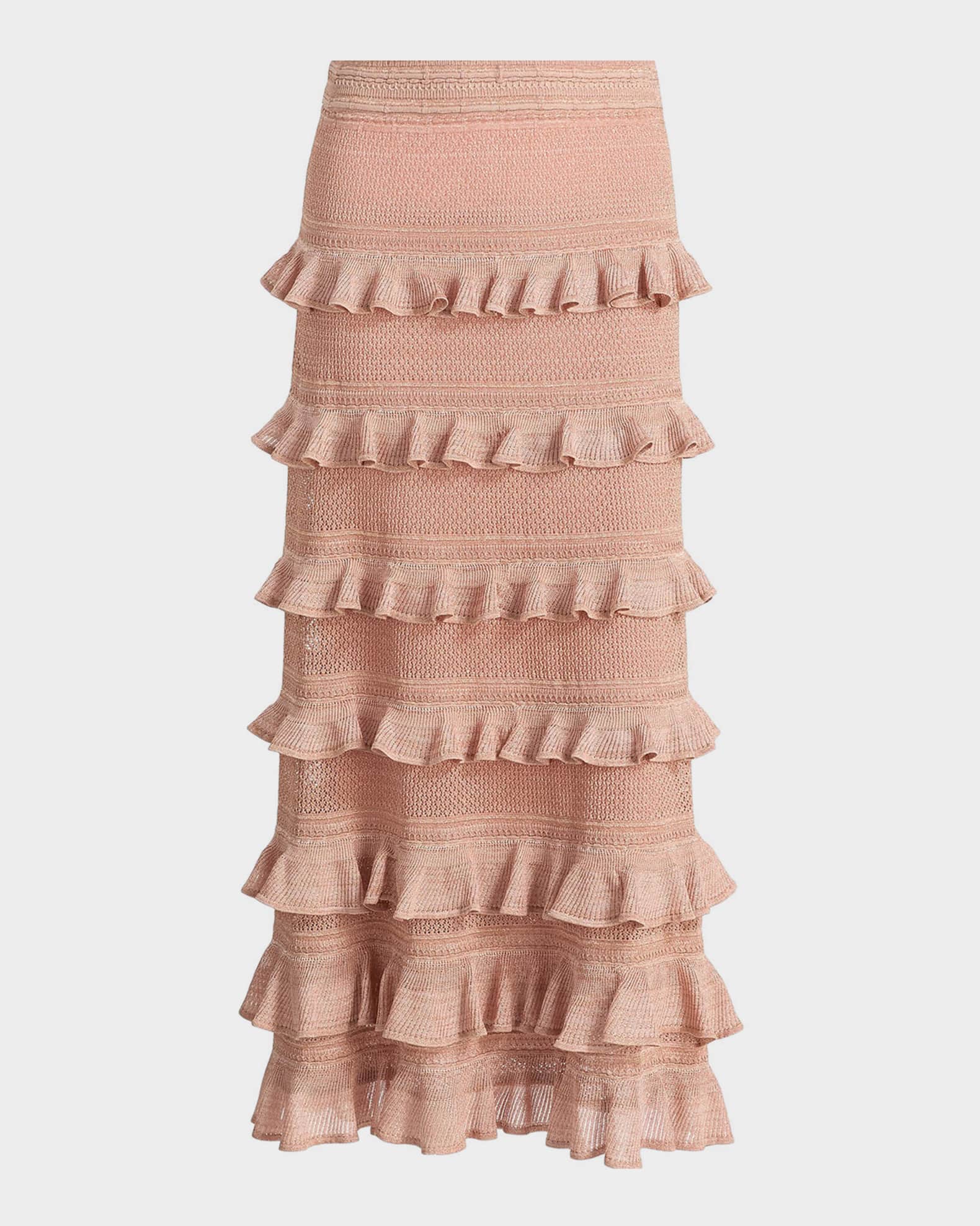 Zimmermann Rebellion Lace Frill Midi Skirt | Neiman Marcus