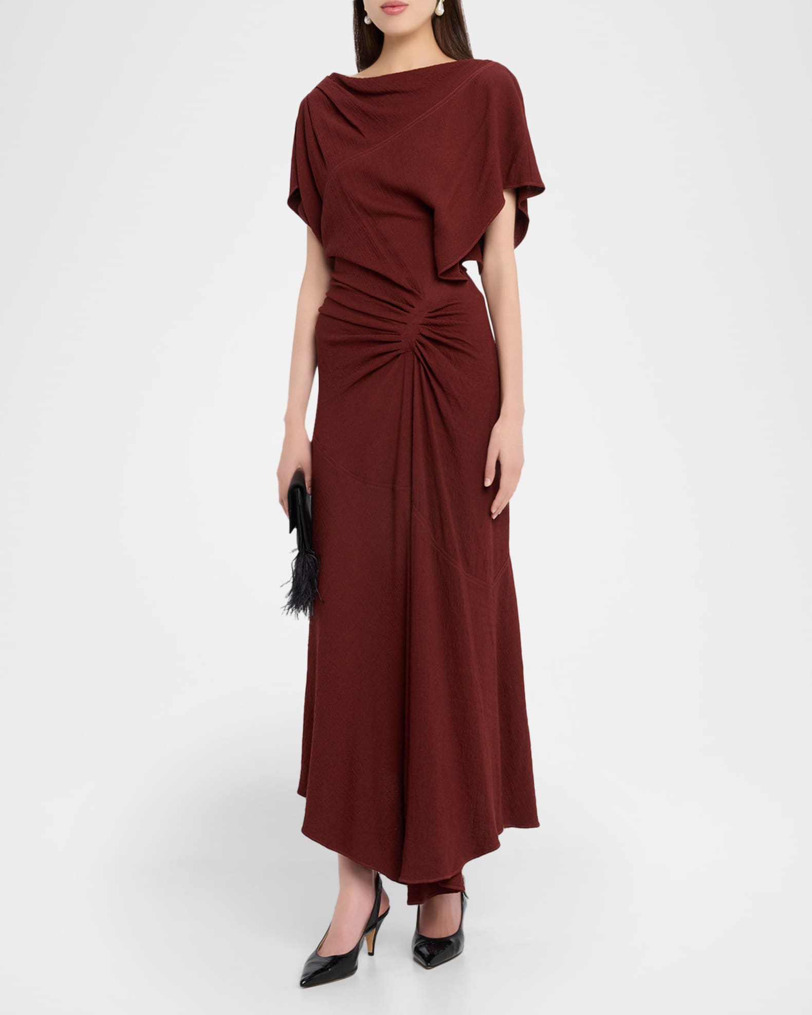 A.L.C. Women's Dena Crepe Midi Dress in Black Cherry, Size 6