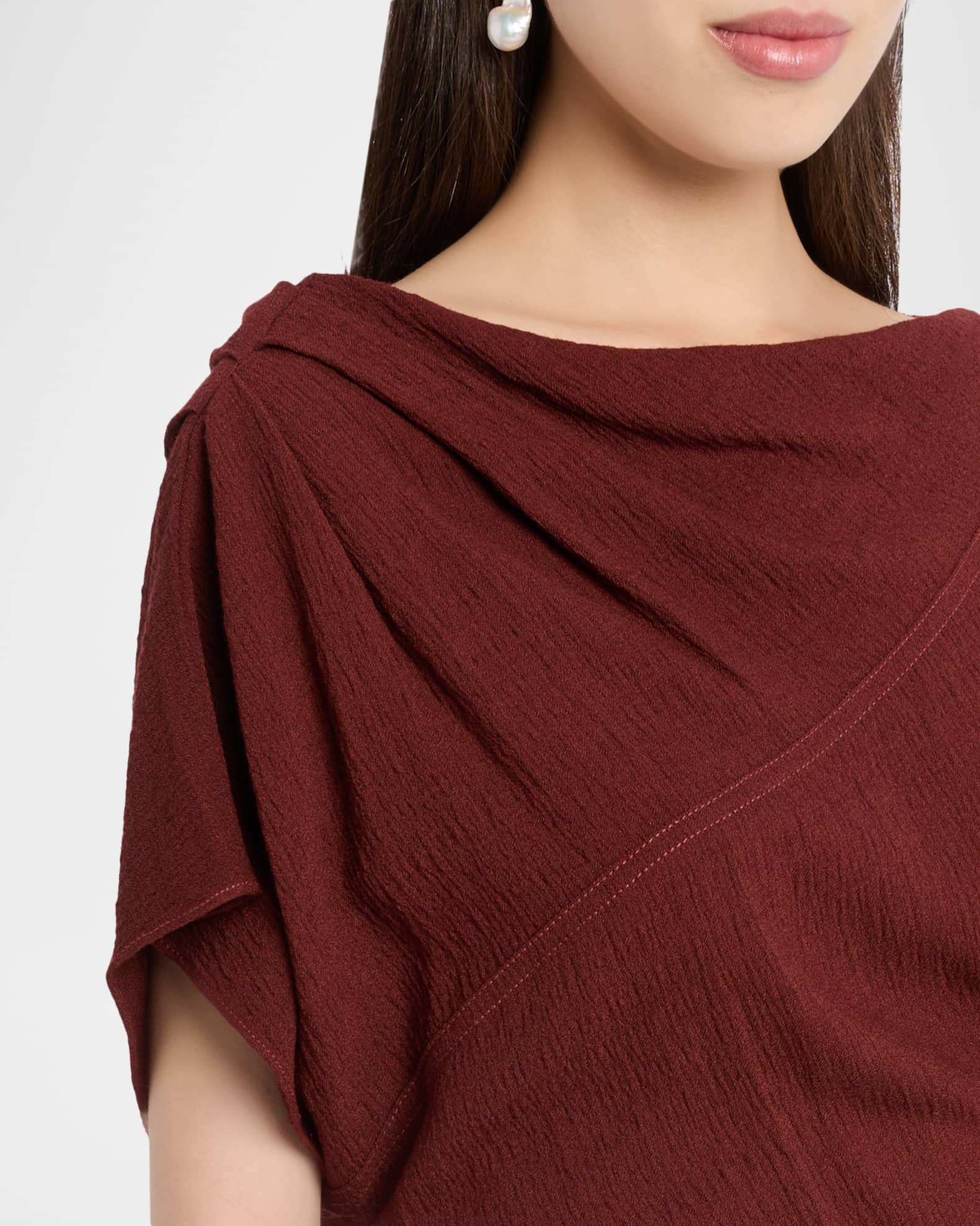 A.L.C. Dena Draped Crepe Midi Dress | Neiman Marcus
