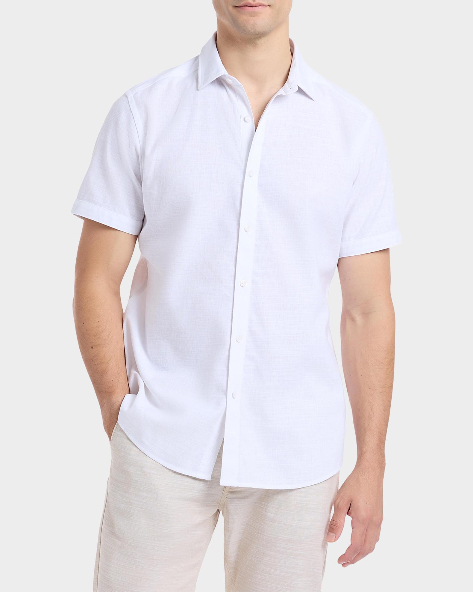 Robert Graham Sutton Solid Linen-Cotton Shirt | Neiman Marcus
